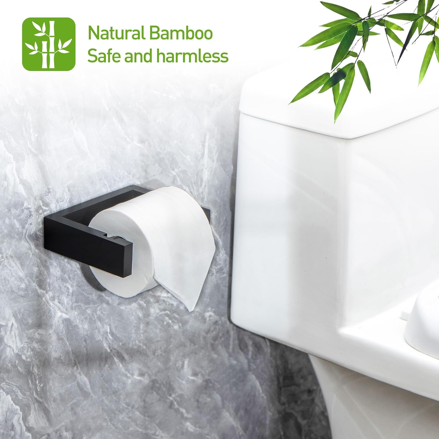 PYINRUOLI Bamboo Toilet Paper Holder Black