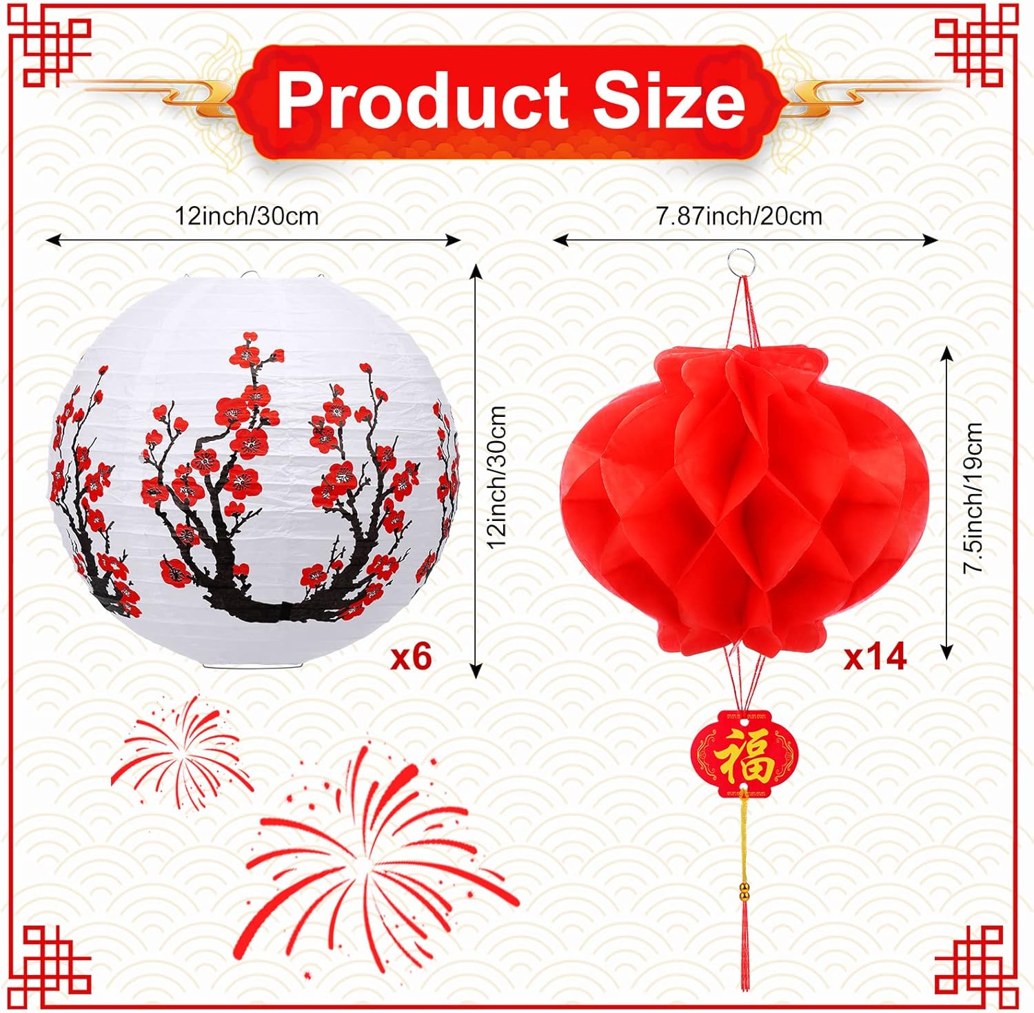 Mudder 20-Piece Chinese Japanese Paper Lantern Set