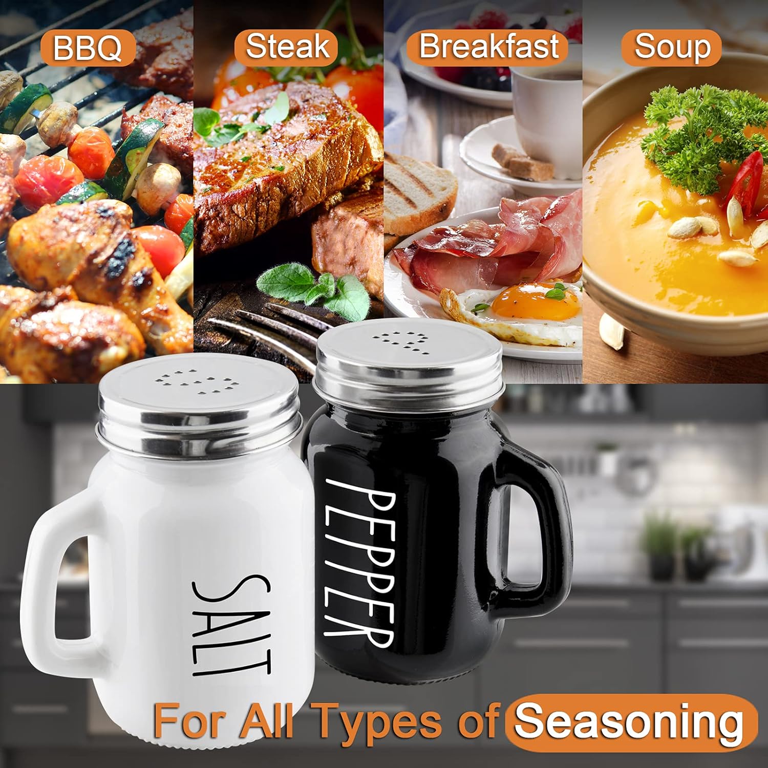 ZOSUJO Salt Pepper Shakers Set 4 oz