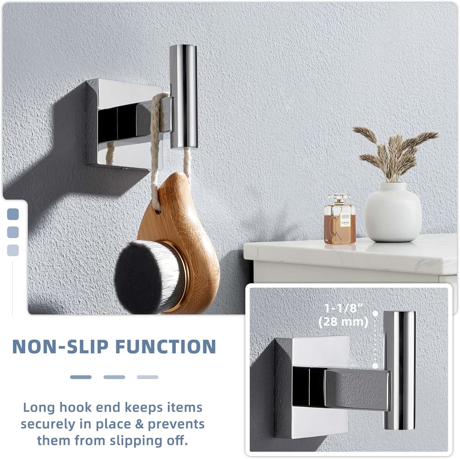Suyar Modern Robe Hook with Chrome Finish