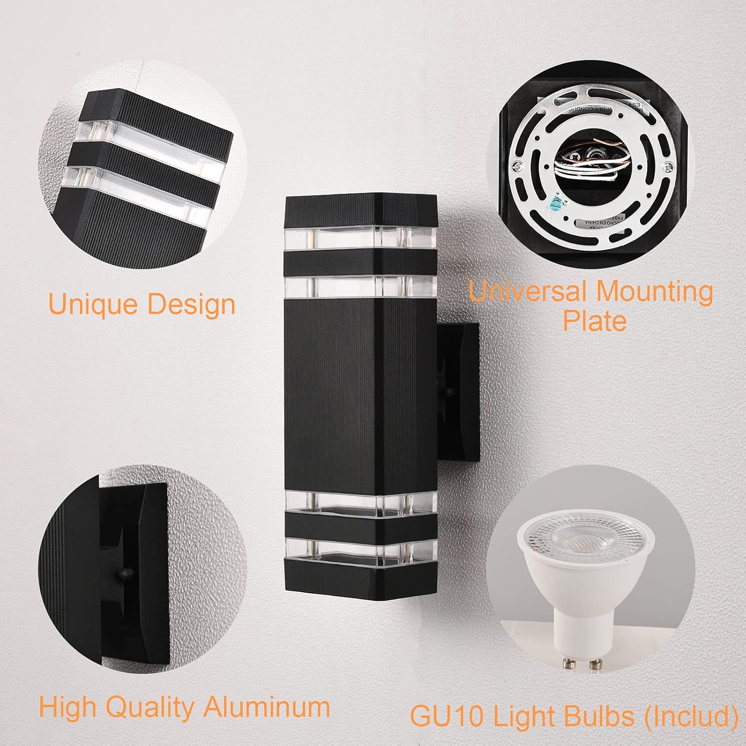 DASTOR Modern Aluminum Wall Light Black Outdoor Sconce 1