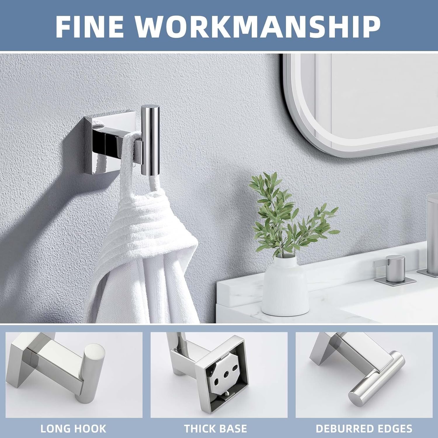 Suyar Modern Robe Hook with Chrome Finish