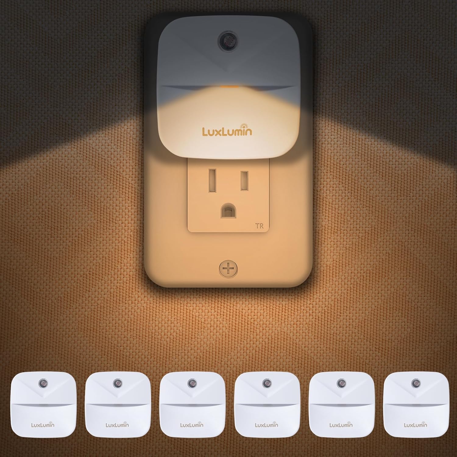 LuxLumin LED Night Lights with Dusk-to-Dawn Sensor 6 Packs
