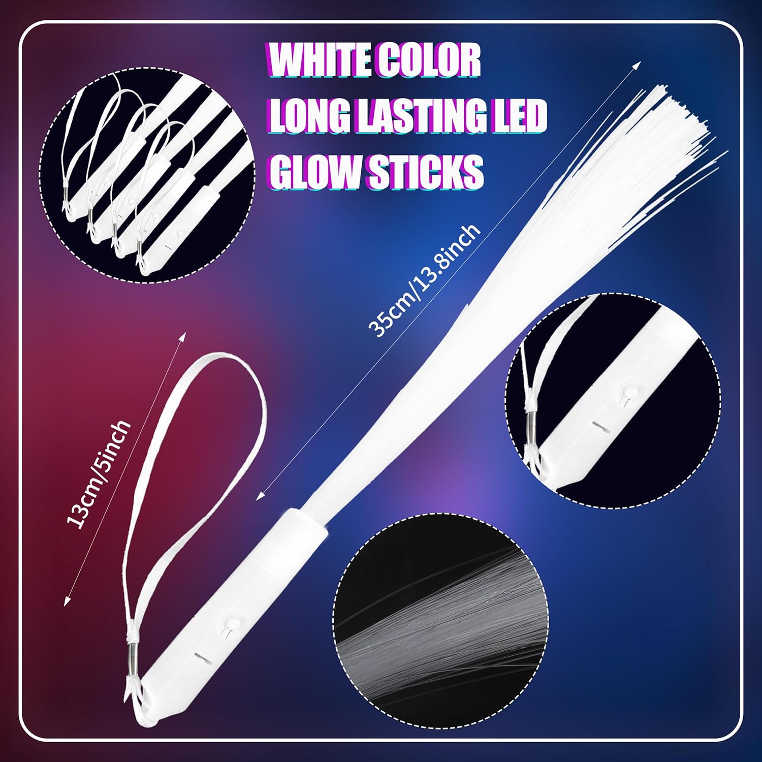 Swakuta 80 Pcs White Fiber Optic LED Light Up Sticks