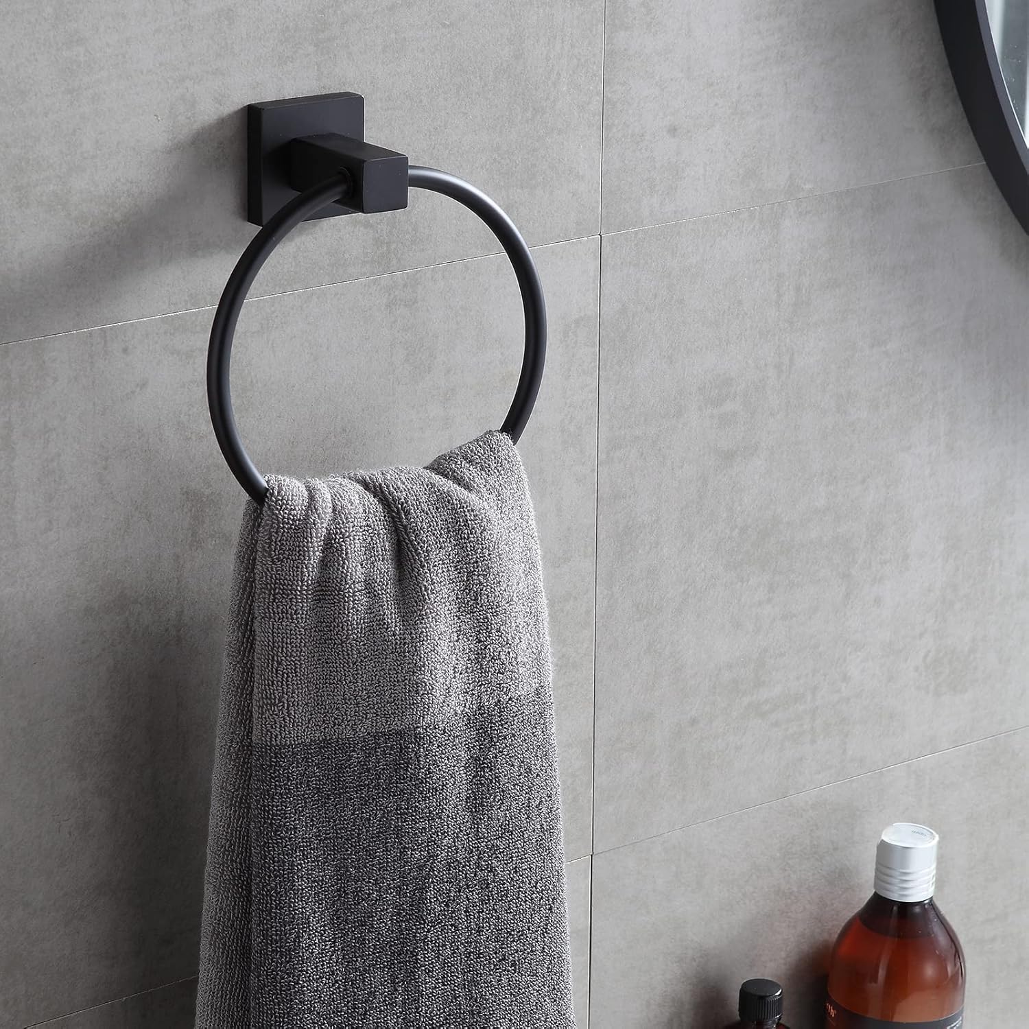 Orlif 2 Pack Black Stainless Steel Towel Ring for Bathroom