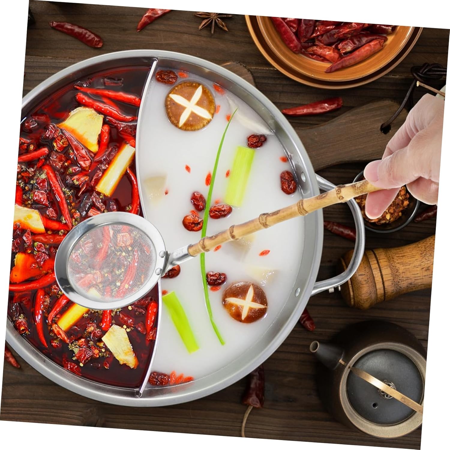 Mikinona 304 Stainless Steel Skimmer Colander with Handle 1