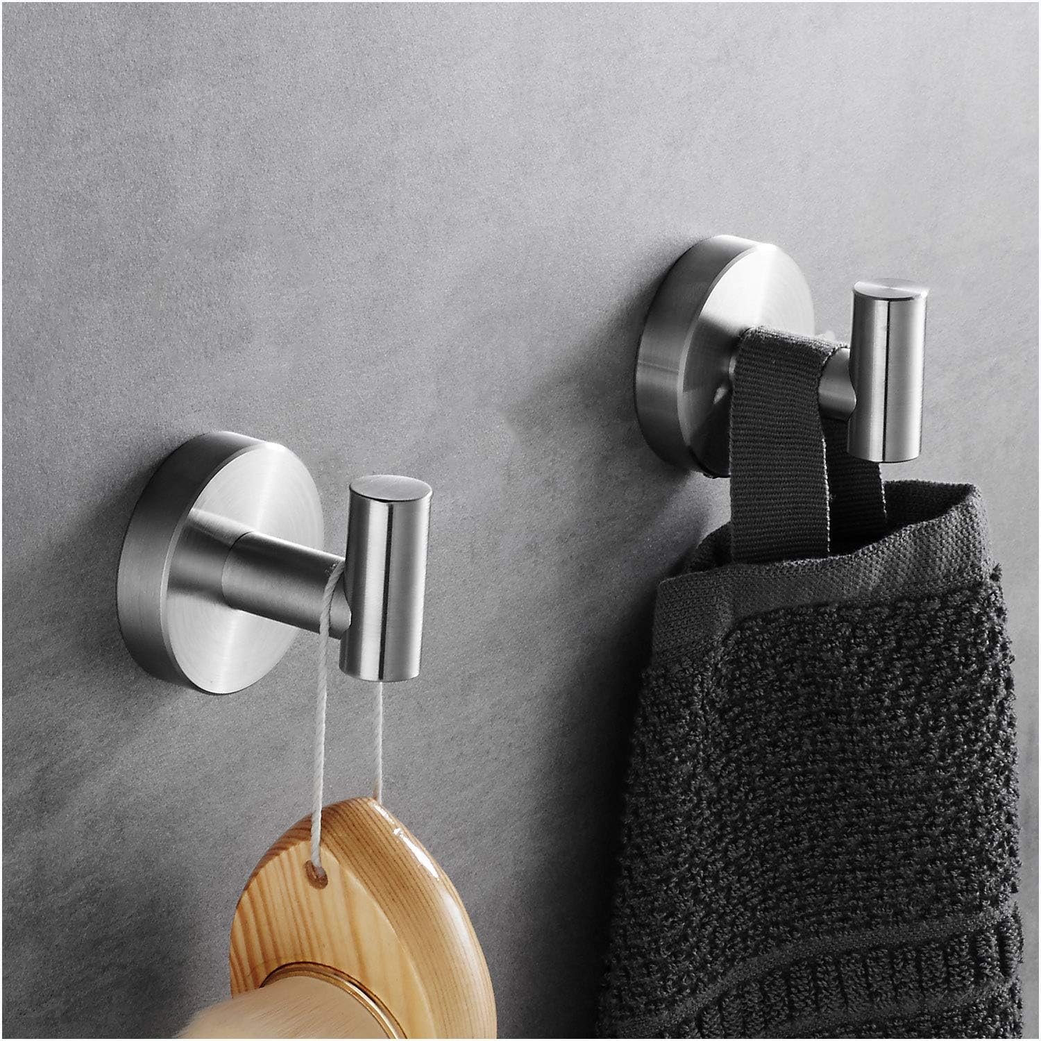 POKIM 2 Pack Brushed Nickel Towel Hooks