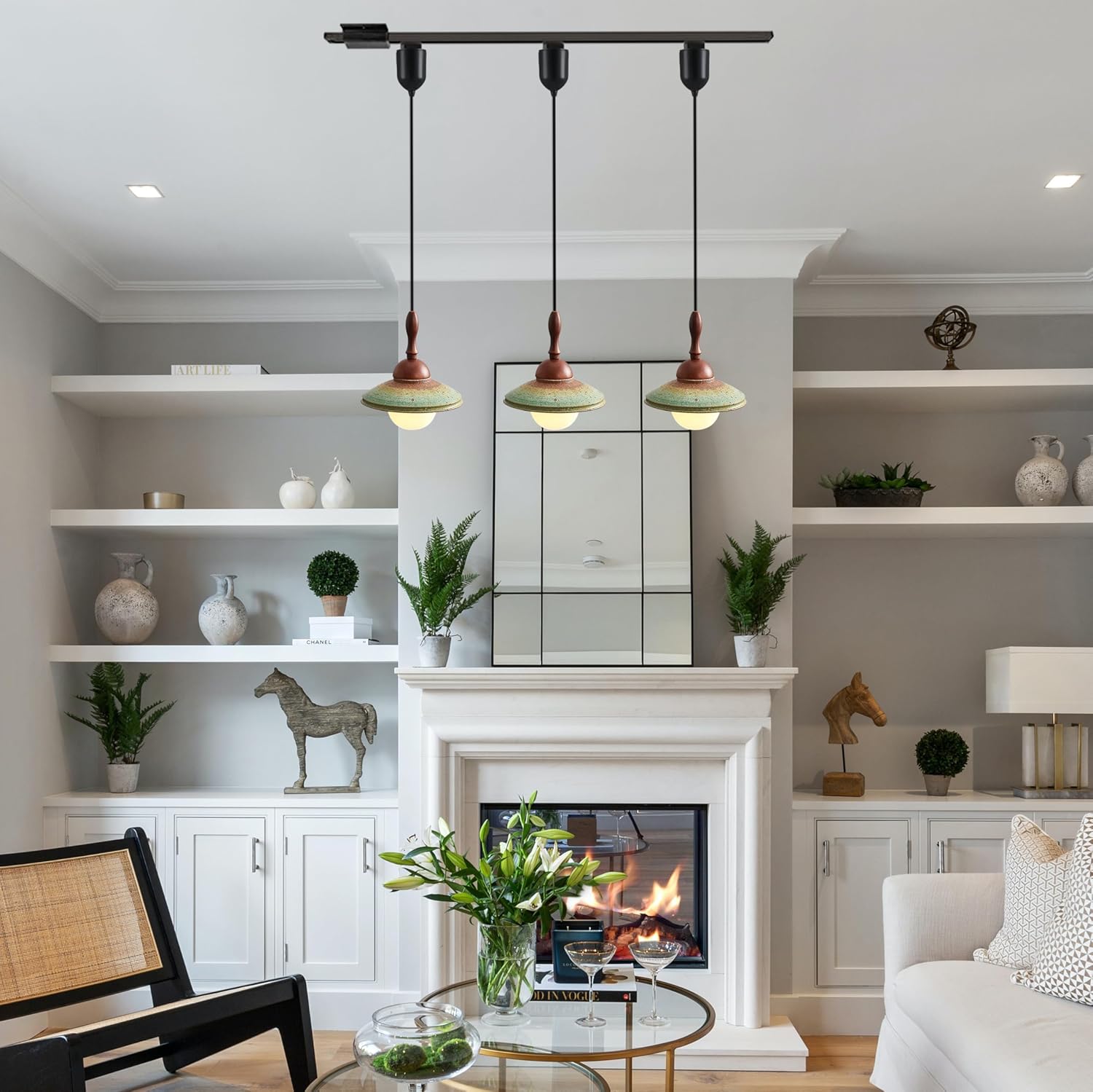 Kiven L Style 2-Wire Track Pendant Light with Ceramic Shade 1