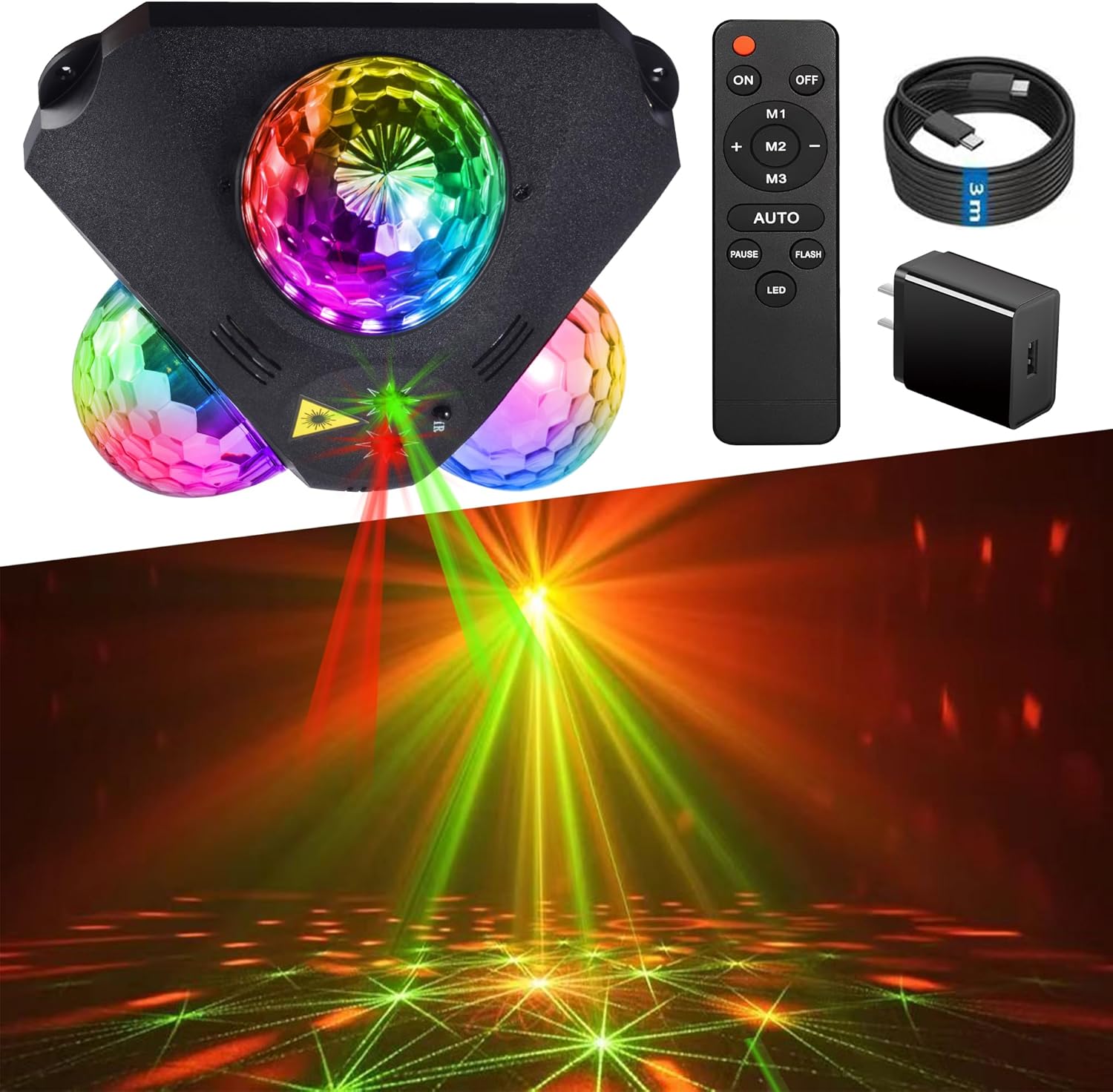YINPKTEO 4-in-1 Sound Activated Disco Ball Lights