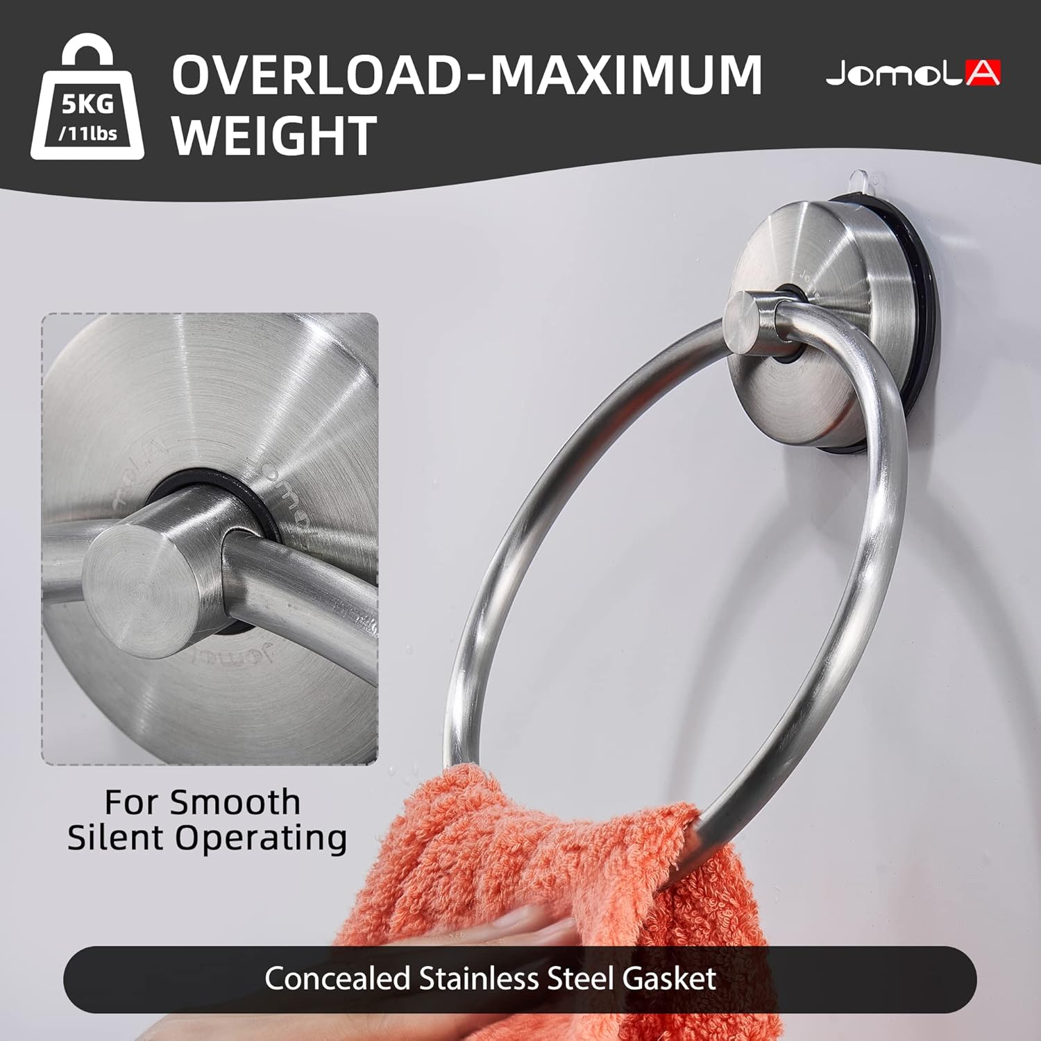 JOMOLA Suction Towel Ring Stainless Steel