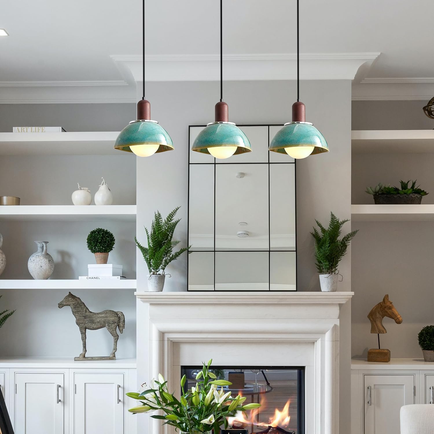 Kiven L Style 2-Wire Track Pendant Light with Ceramic Shade