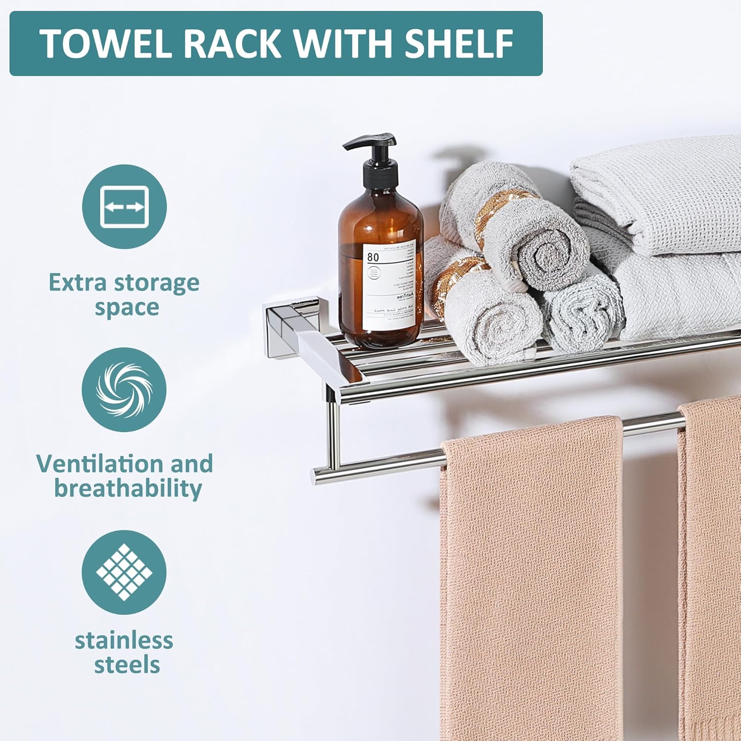 Alise 16 Inch Polished Chrome Towel Rack