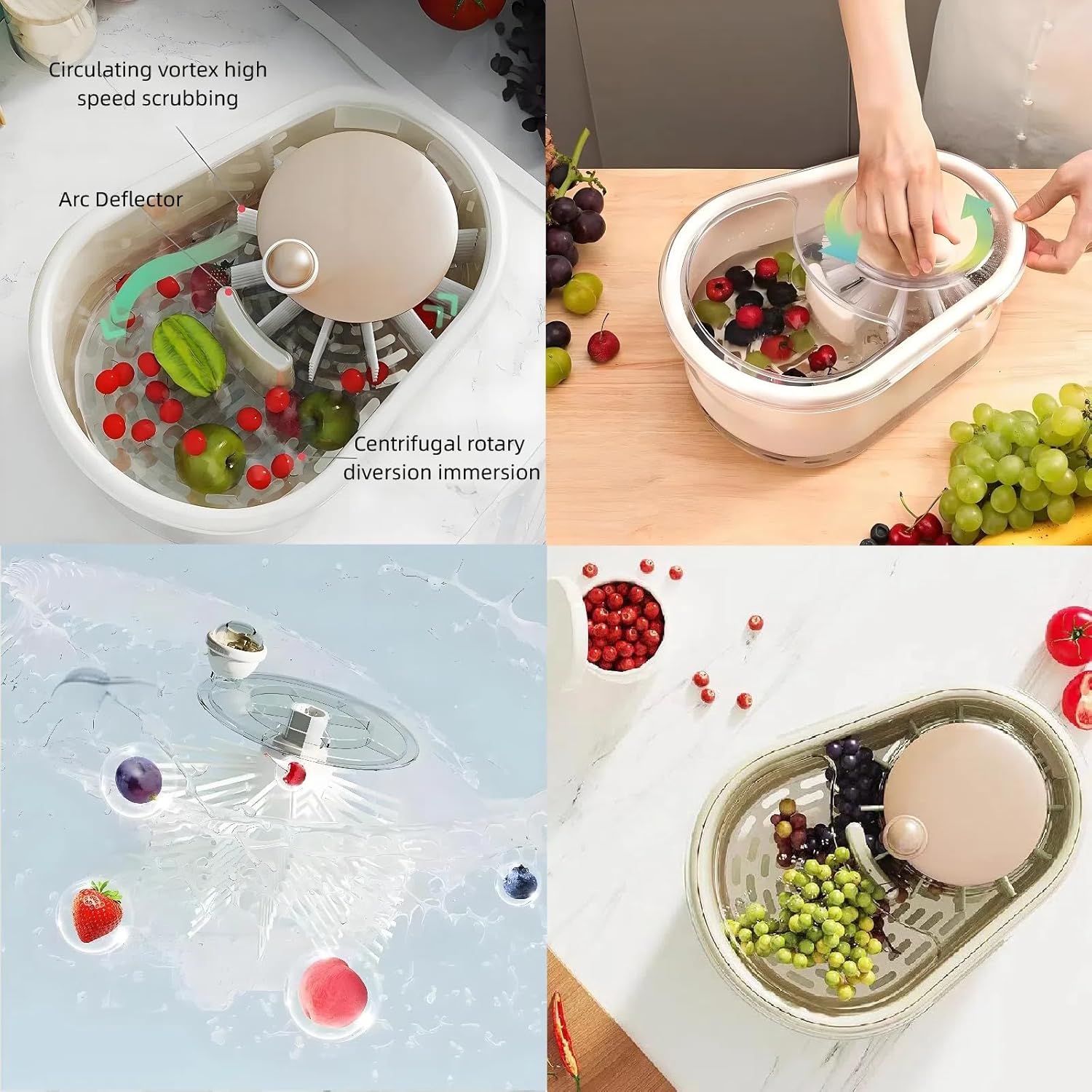 Fruit Cleaner Spinner with Brush and Lid