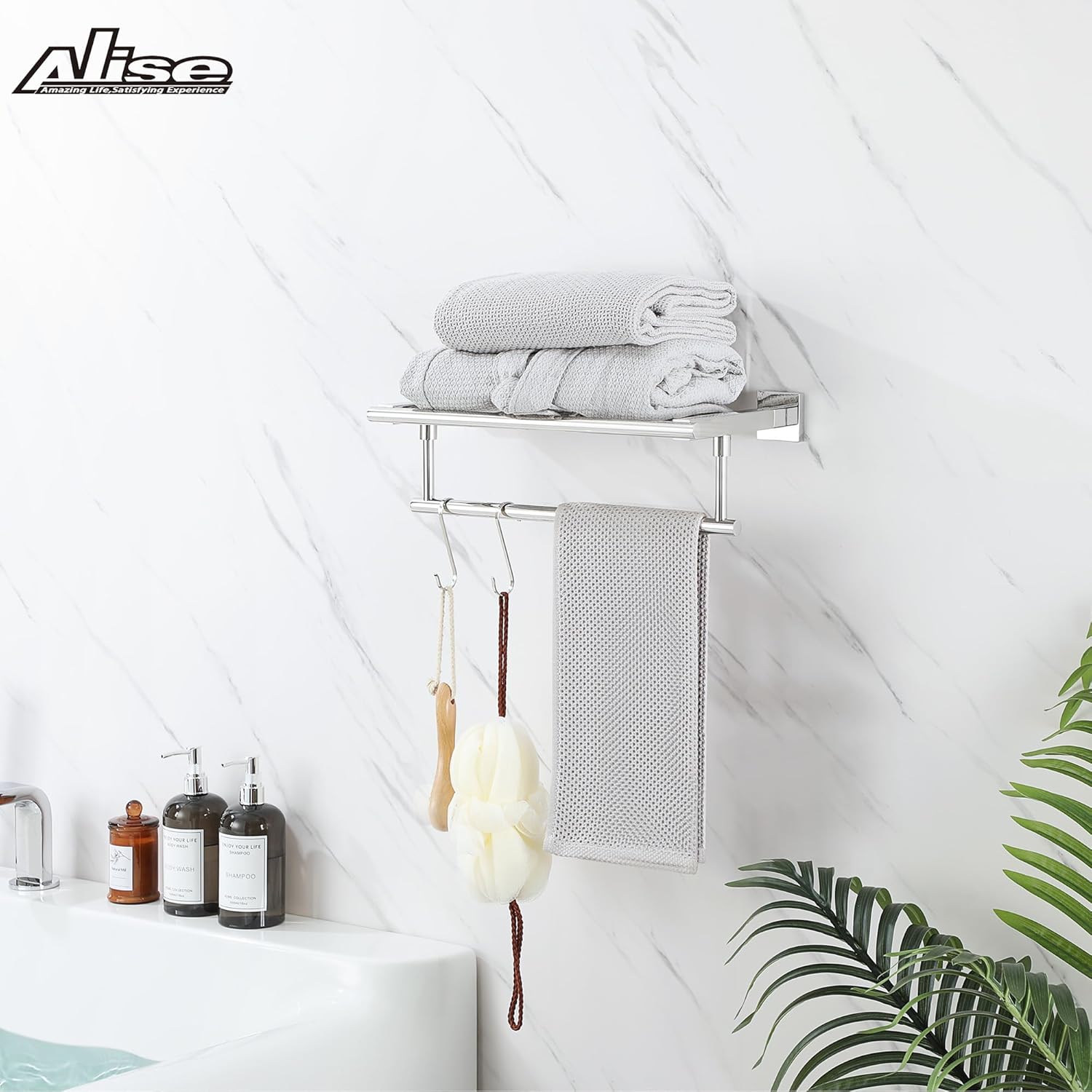 Alise 16 Inch Polished Chrome Towel Rack