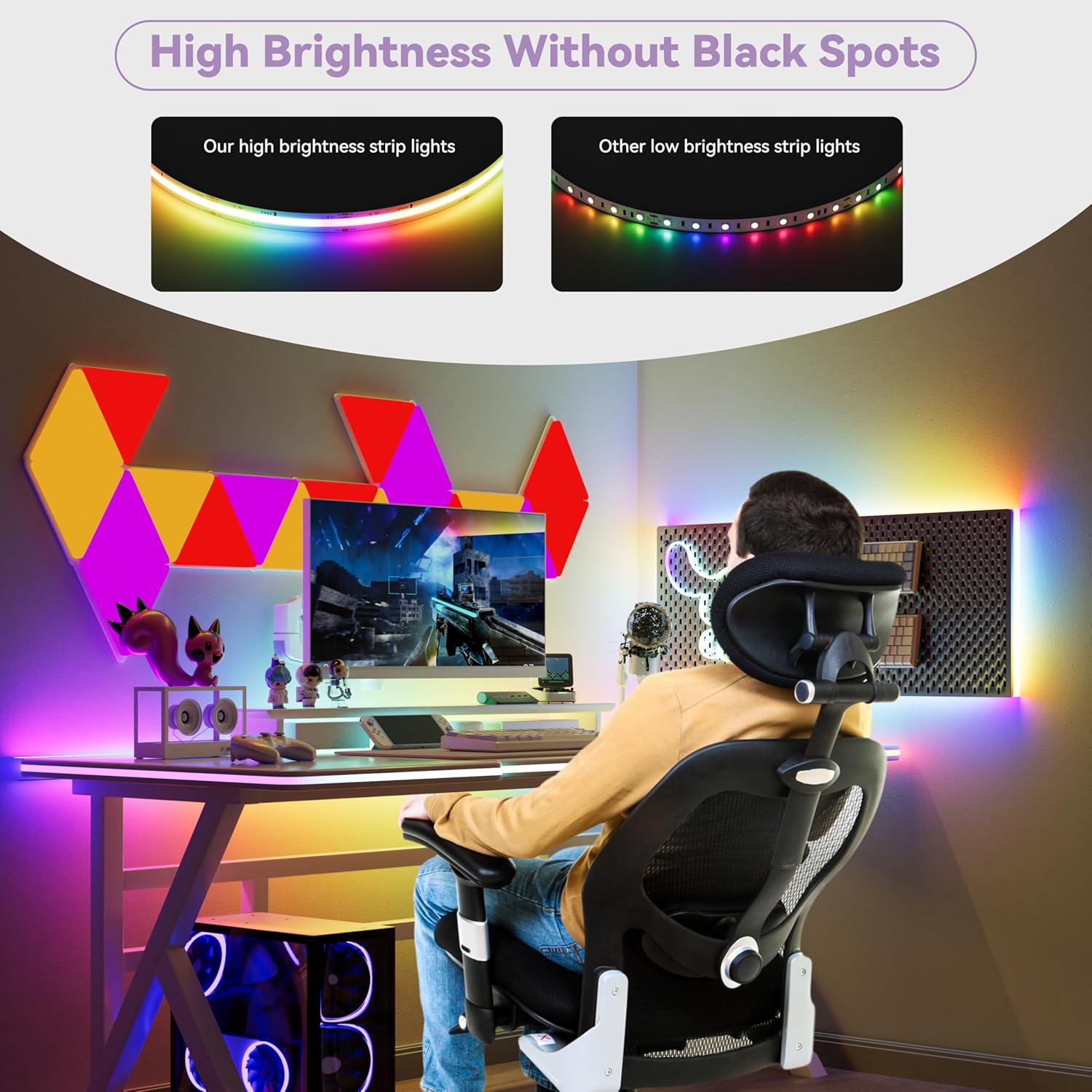 MIWISE RGB Smart IC COB LED Strip Light 328ft