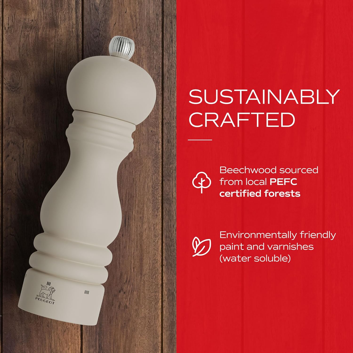 Peugeot Paris uSelect 7-inch Salt Mill - Manual Adjustable Stainless Steel Beechwood