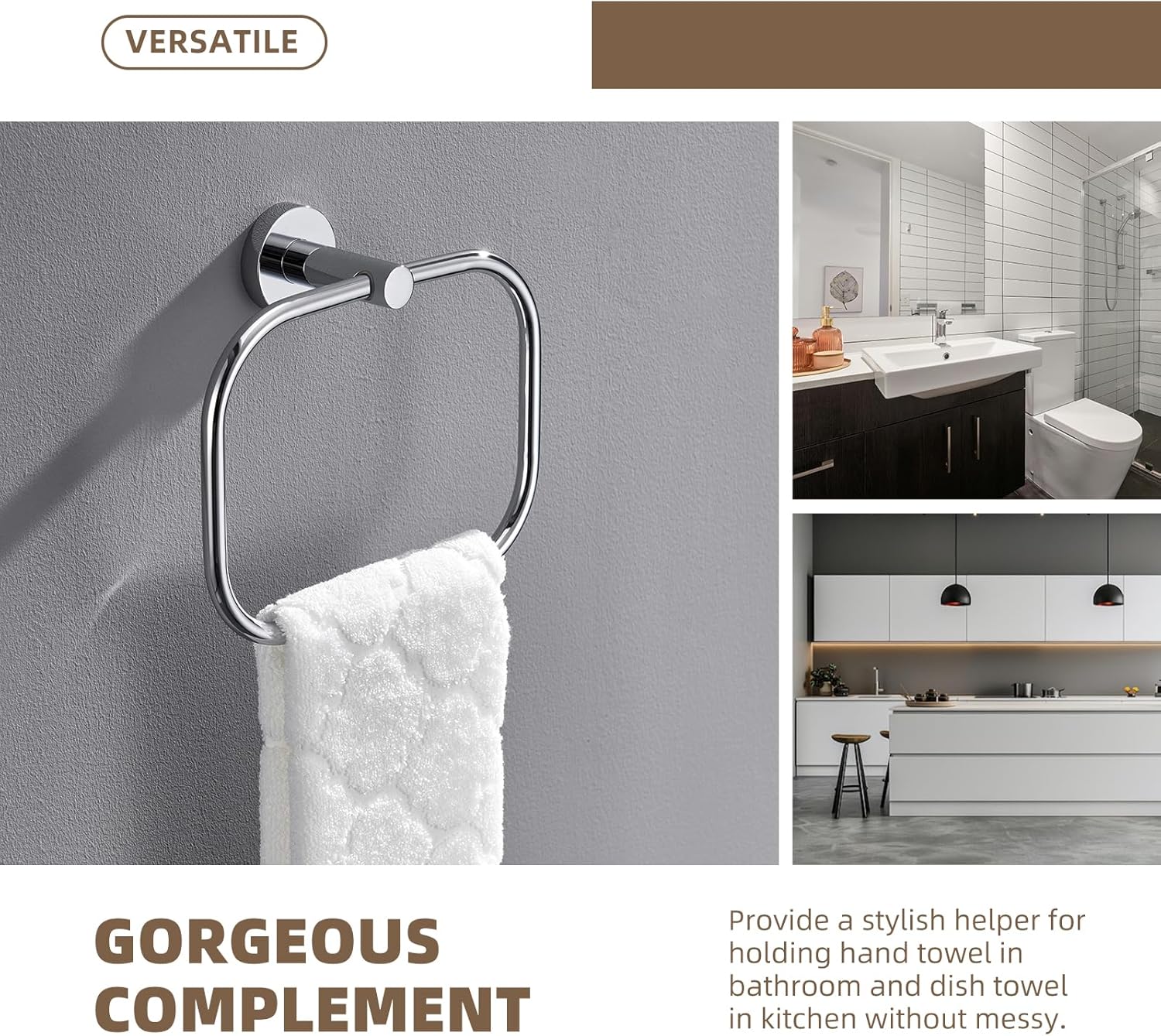 Angle Simple Swivel Towel Ring Chrome