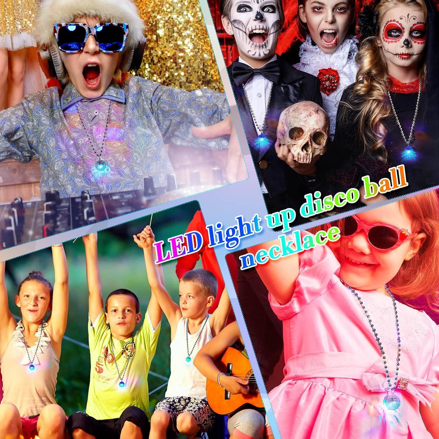 Henoyso 6 Pcs LED Disco Ball Necklaces 70s Party Decor