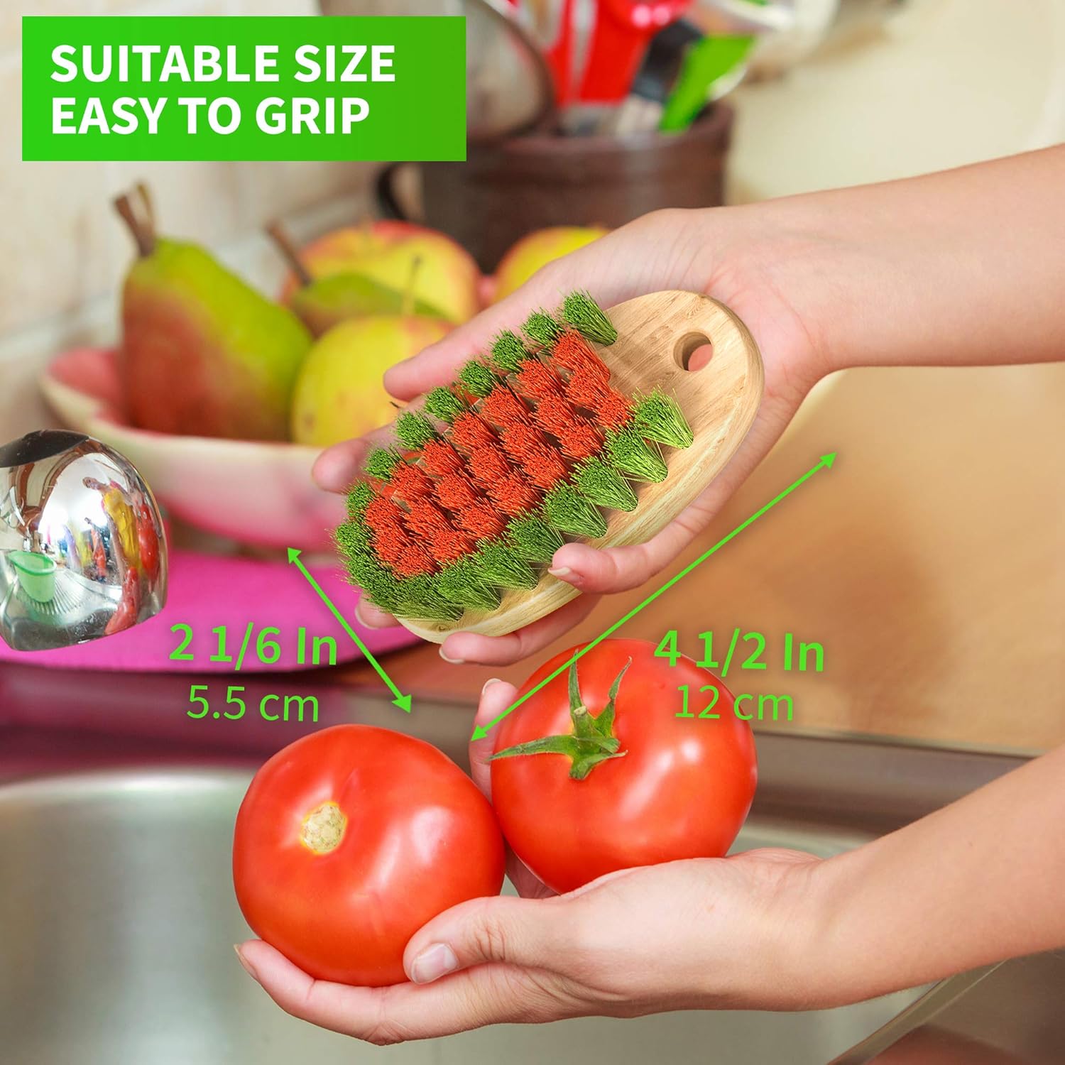 Konex Veggie Brush - Fruit and Vegetable Scrubber with Beechwood Handle