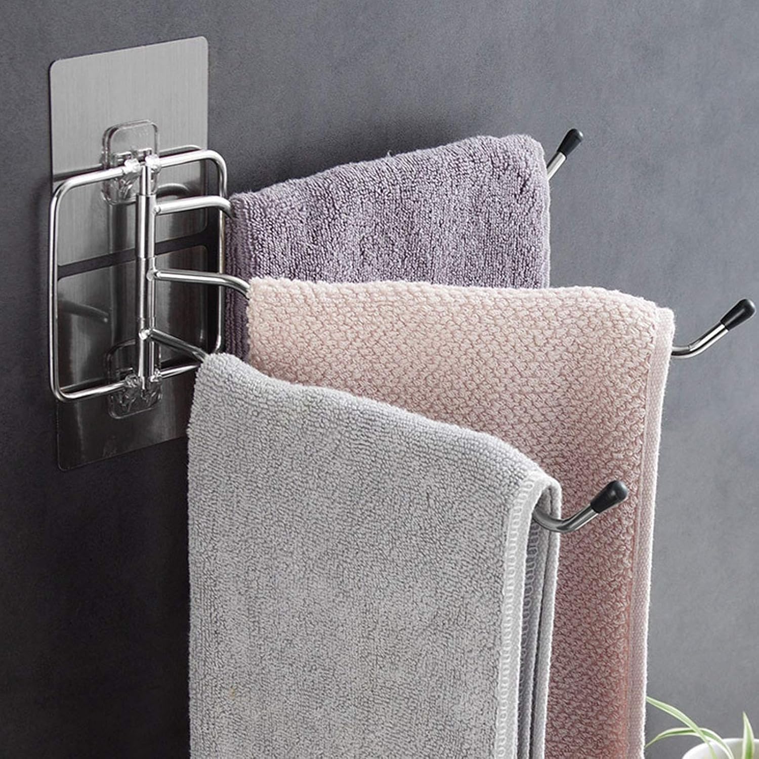 3-Arms Swivel Towel Bar Stainless Steel Hook 1