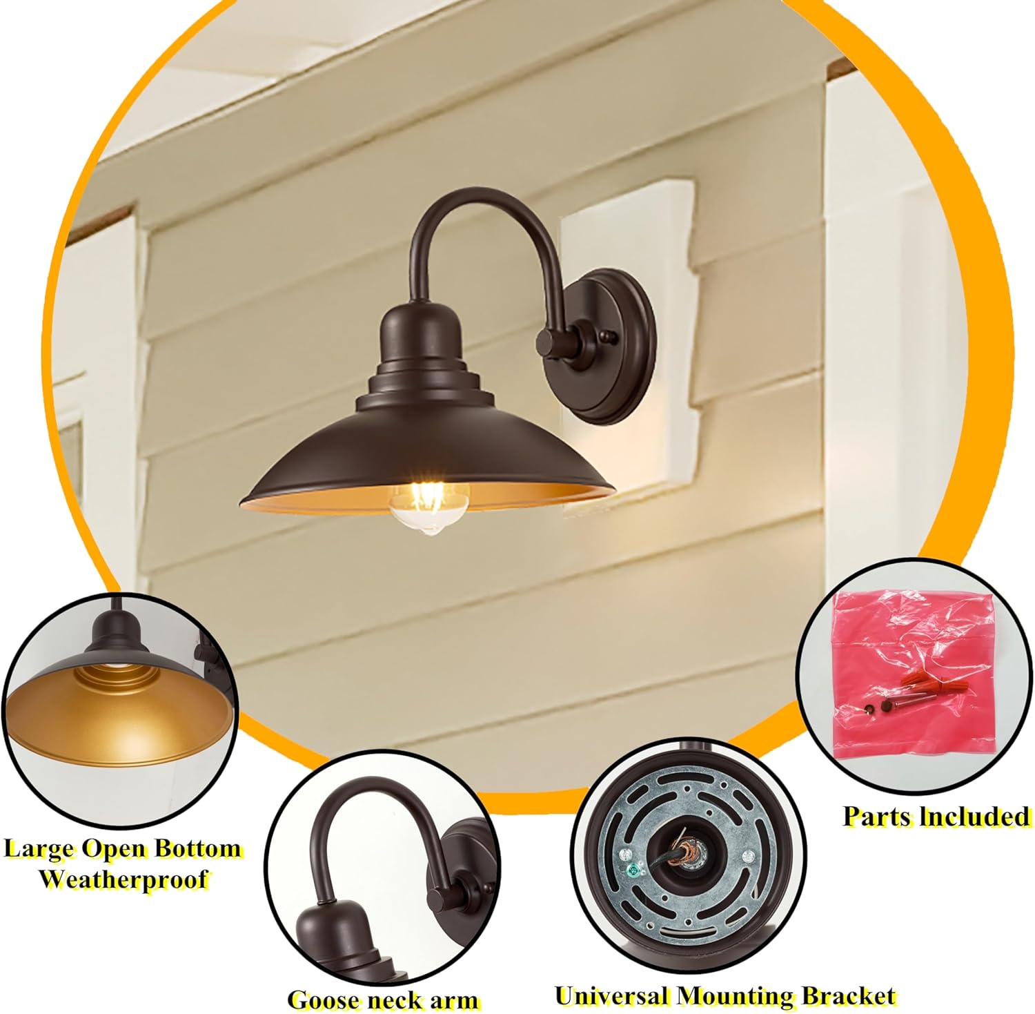 FLALINKO 2 Pack Bronze Barn Wall Lights
