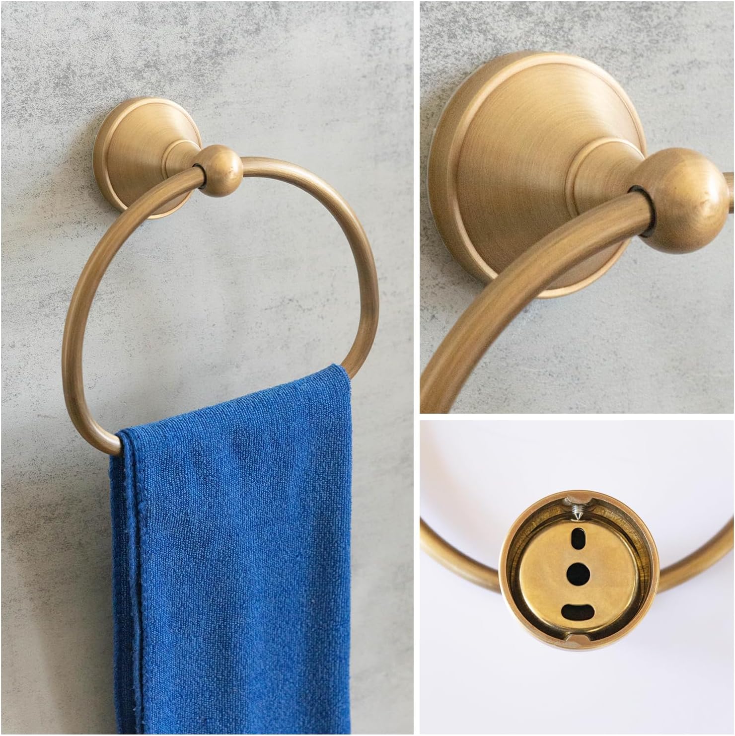 Celbon Semi-Circular Towel Ring - Antique Brass Wall Mount