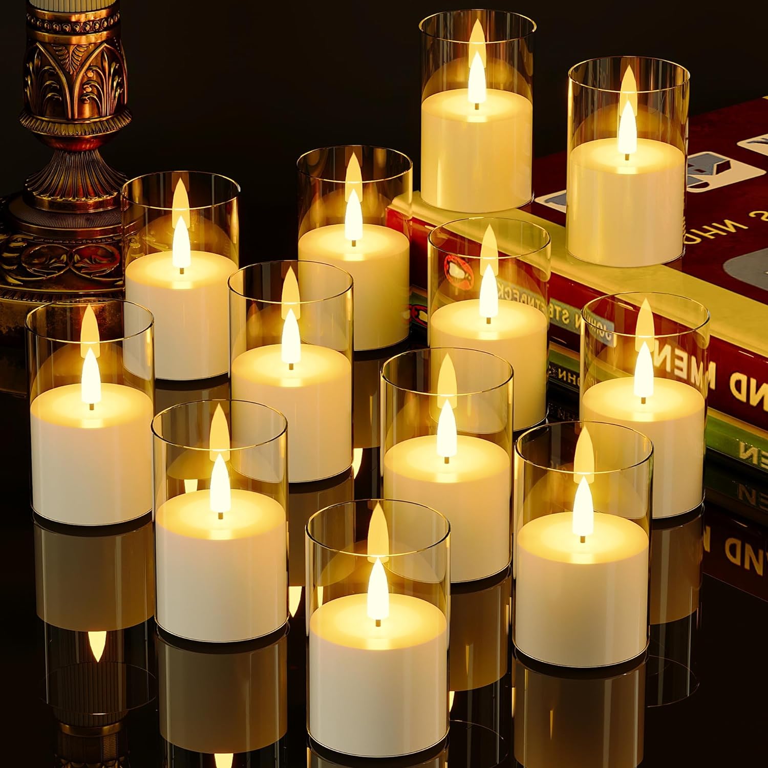 VIODAIM 12Pack Flameless LED Candles with Timer