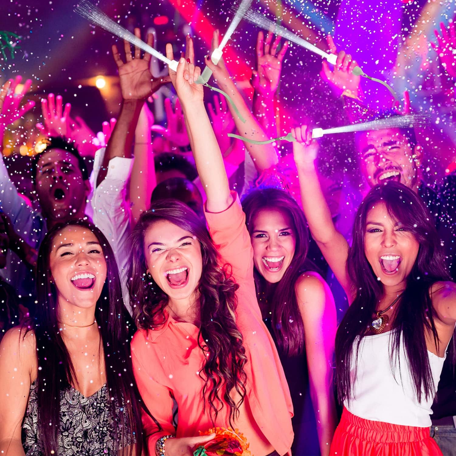 15 PCS White Fiber Optic LED Glow Sticks Party Favors