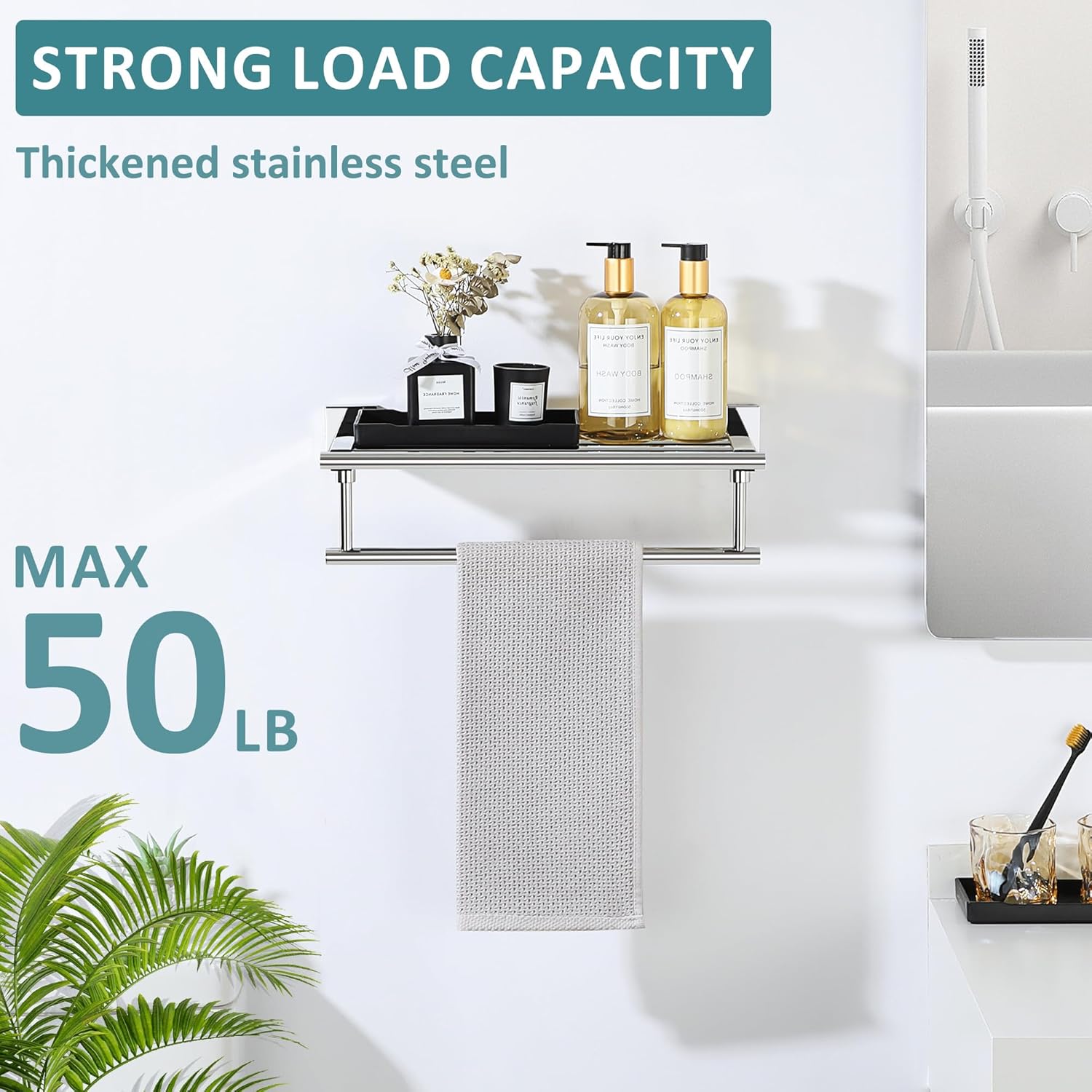 Alise 16 Inch Polished Chrome Towel Rack