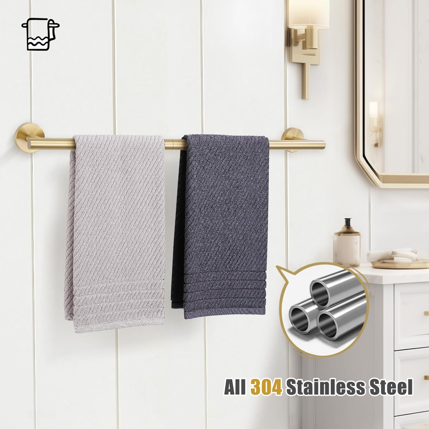 TURS Brushed Gold Towel Bar 276 Inch 1
