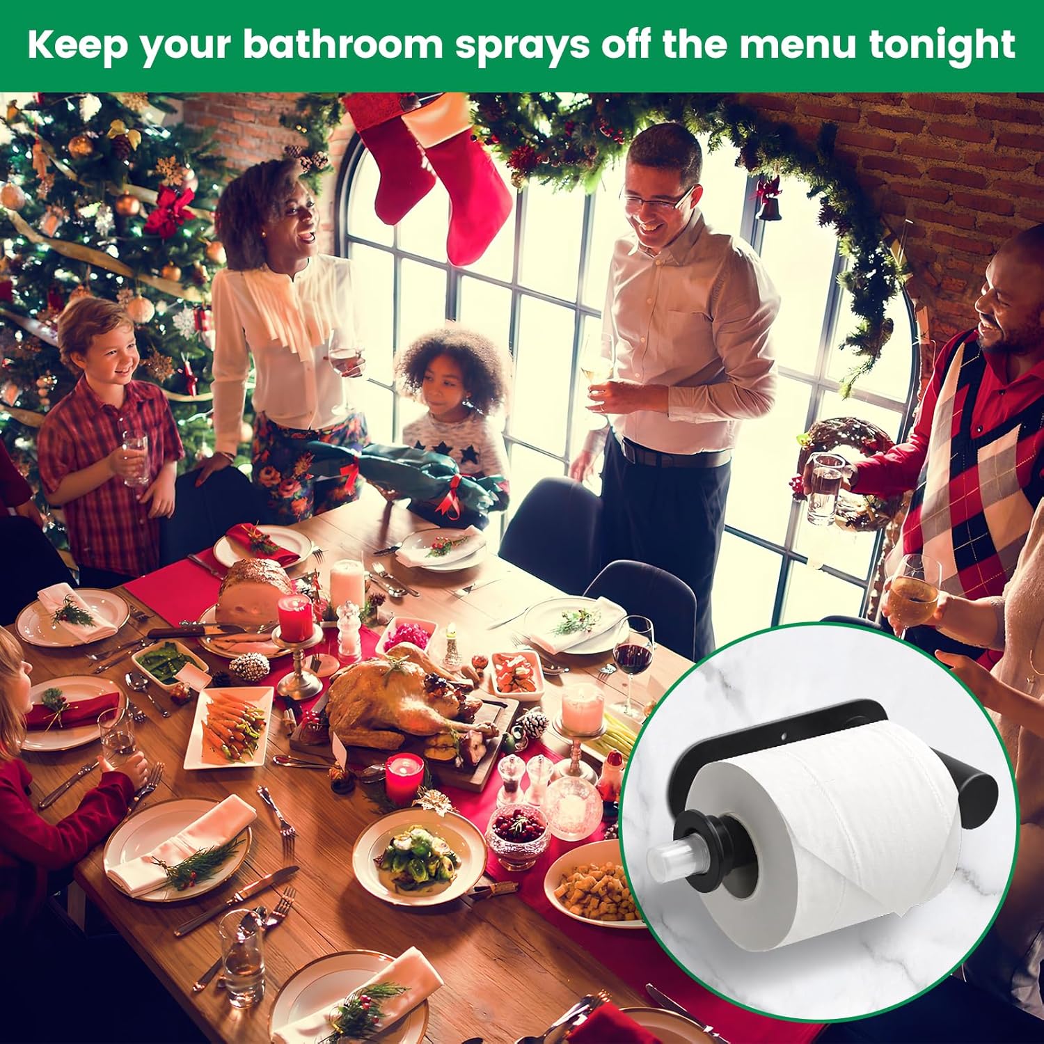 Wall Toilet Paper Holder with Hidden Spray Bottle - Black 1
