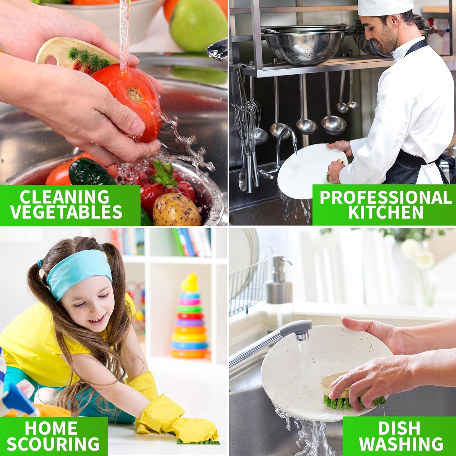 Konex Veggie Brush - Fruit and Vegetable Scrubber with Beechwood Handle