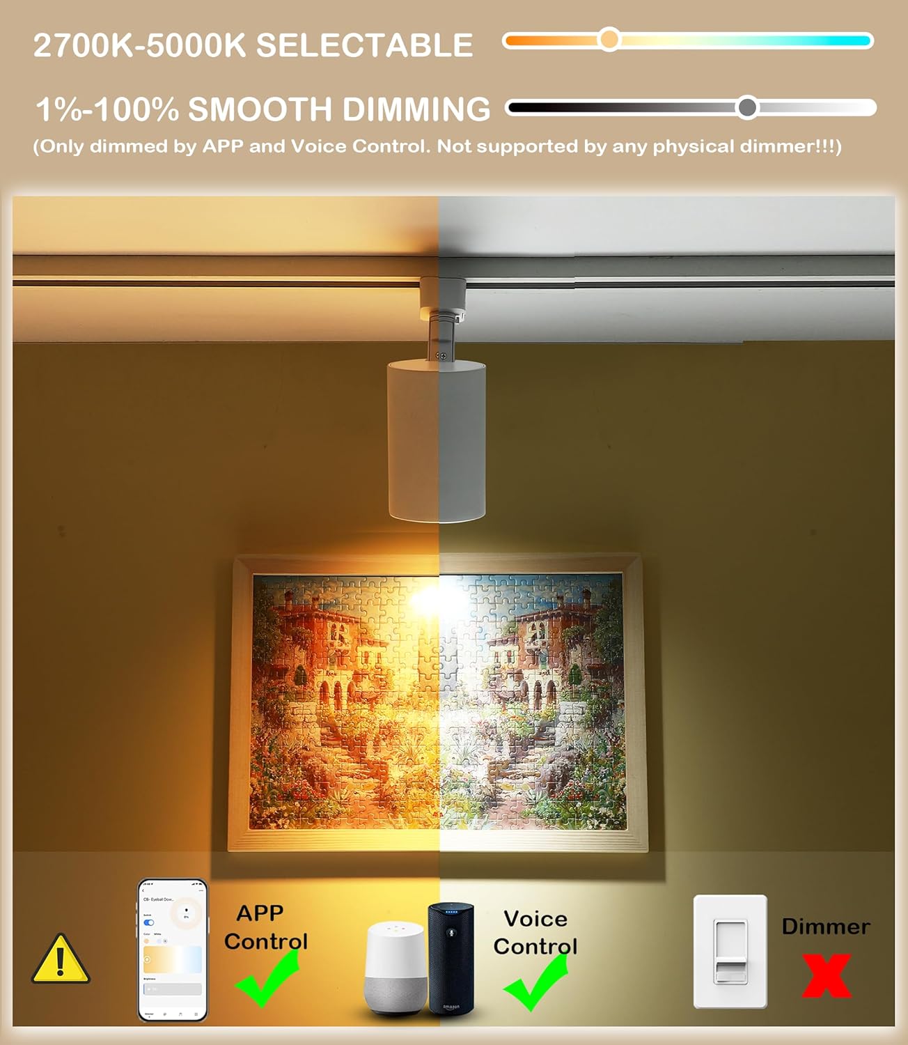 Cloudy Bay 3 Pack 11W Smart WiFi LED Track Light Heads