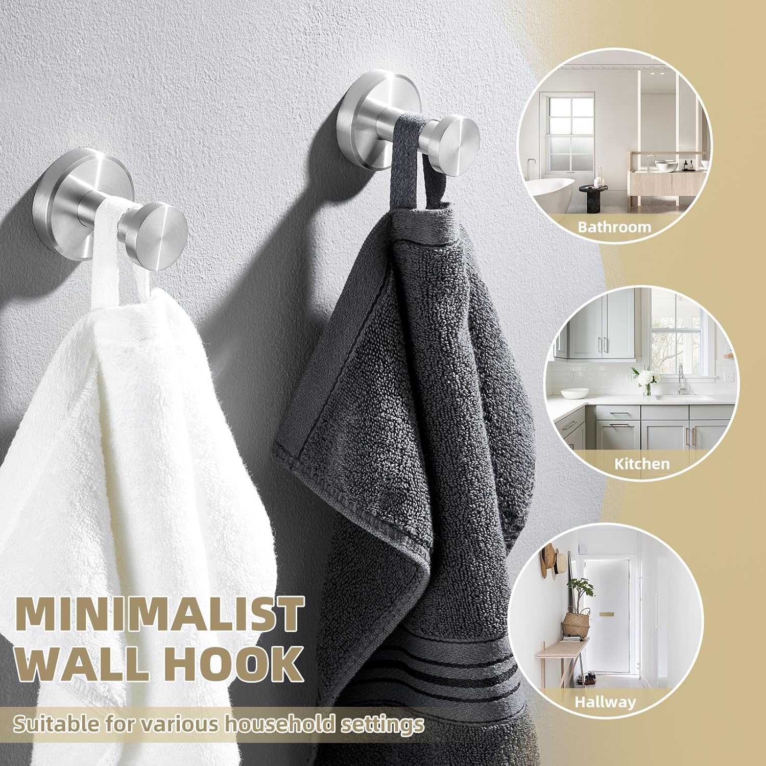 APLusee Towel Hook 2 Pack Brushed Nickel 1