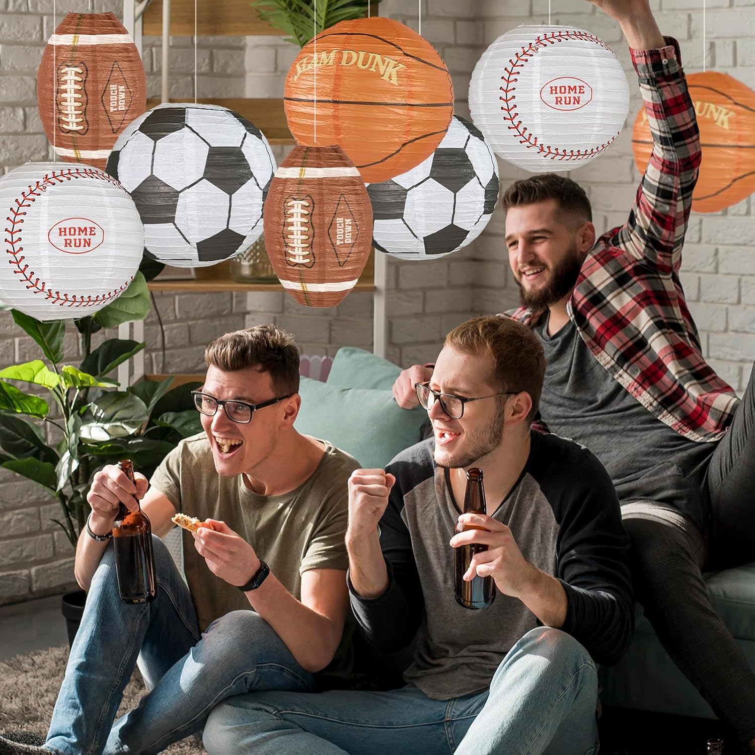 UNIQOOO 8Pcs Sports Paper Lanterns Party Decoration Set