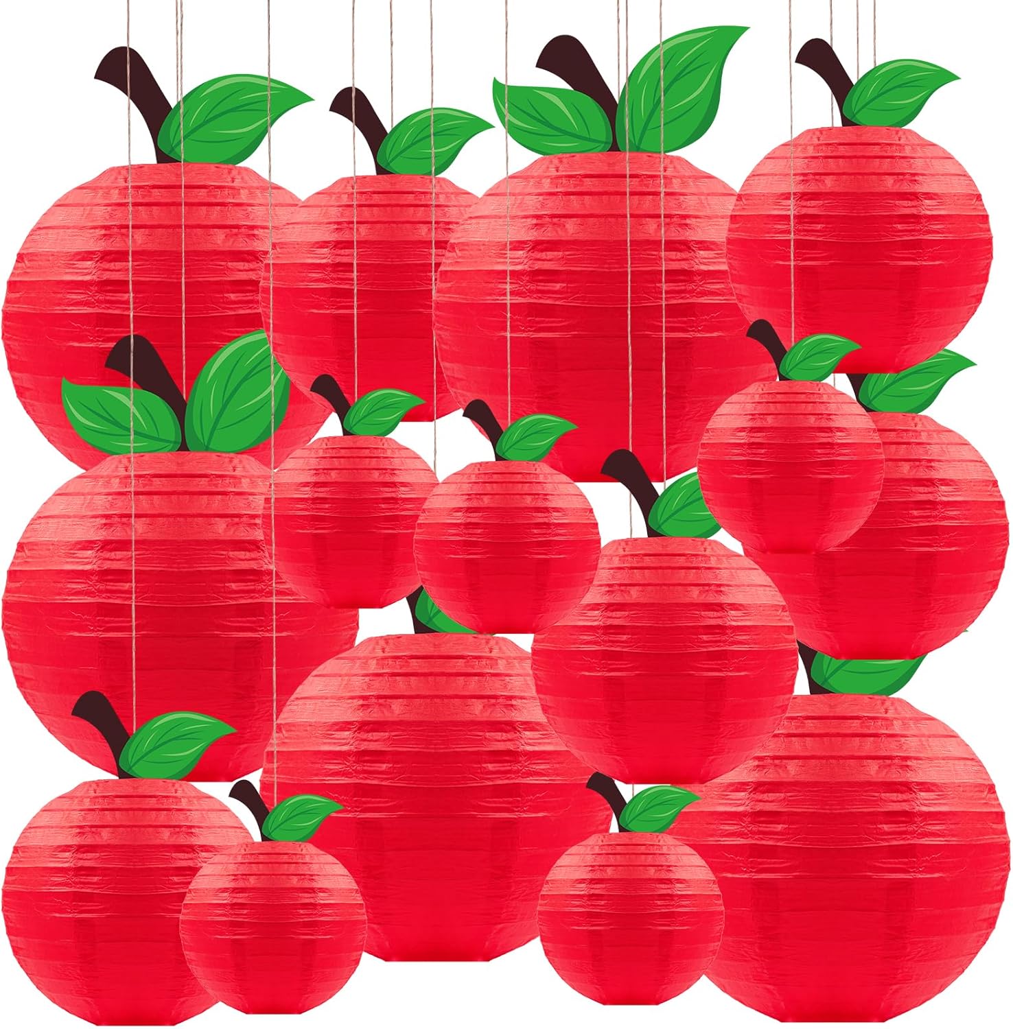 Renbuzhu 15Pcs Apple-Shaped Paper Lanterns Classroom Decor