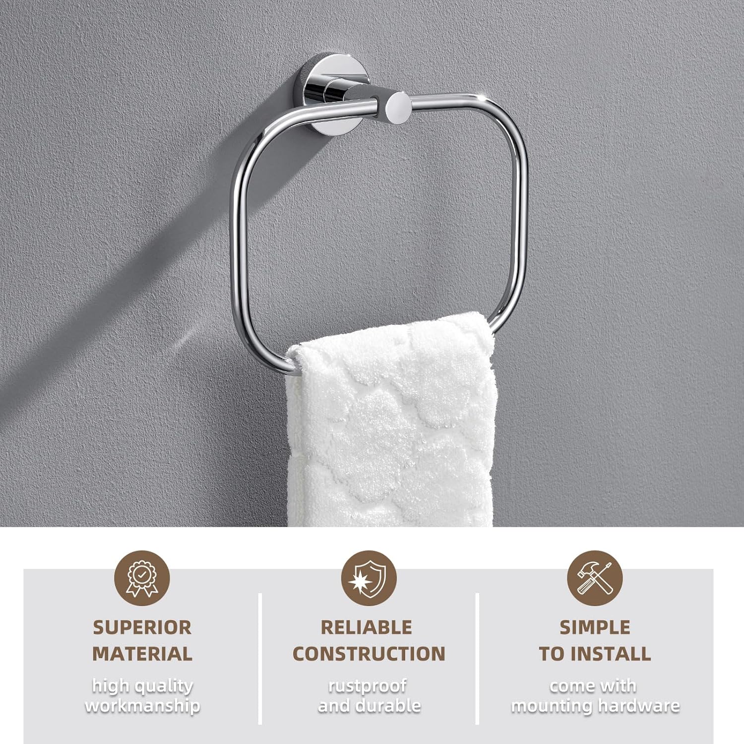 Angle Simple Swivel Towel Ring Chrome