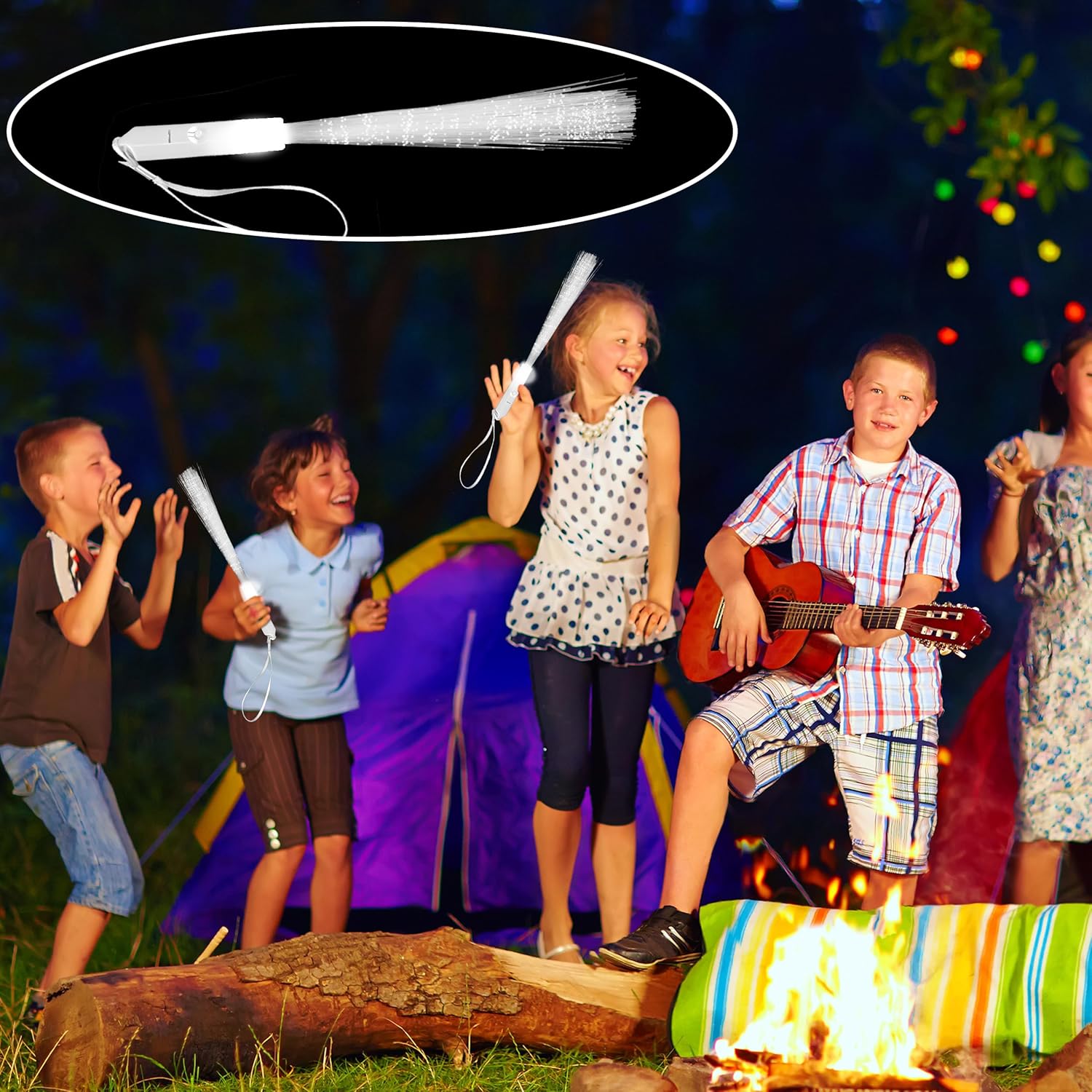 Swakuta 80 Pcs White Fiber Optic LED Light Up Sticks