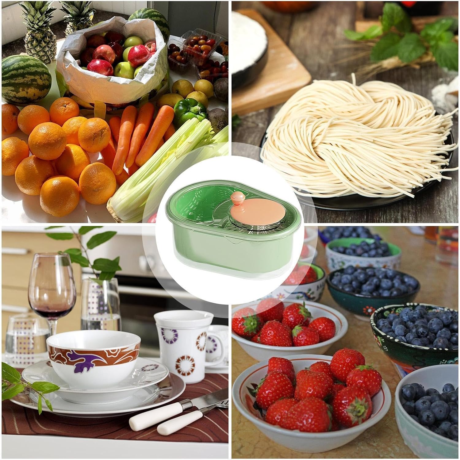 Bohany Fruit Cleaner Spinner Bowl With Brush 1