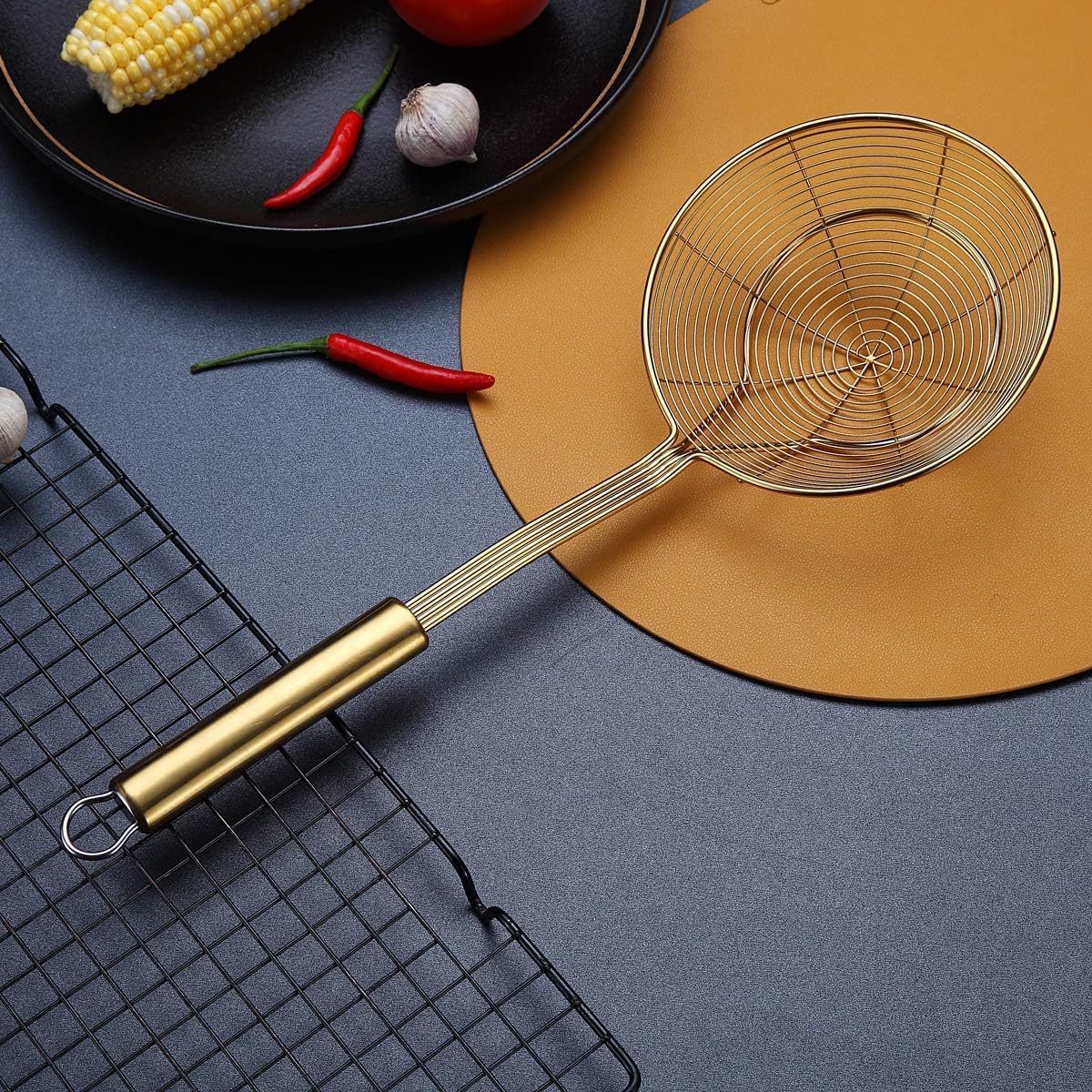 Kyraton Gold Strainer Spider Skimmer for Kitchen