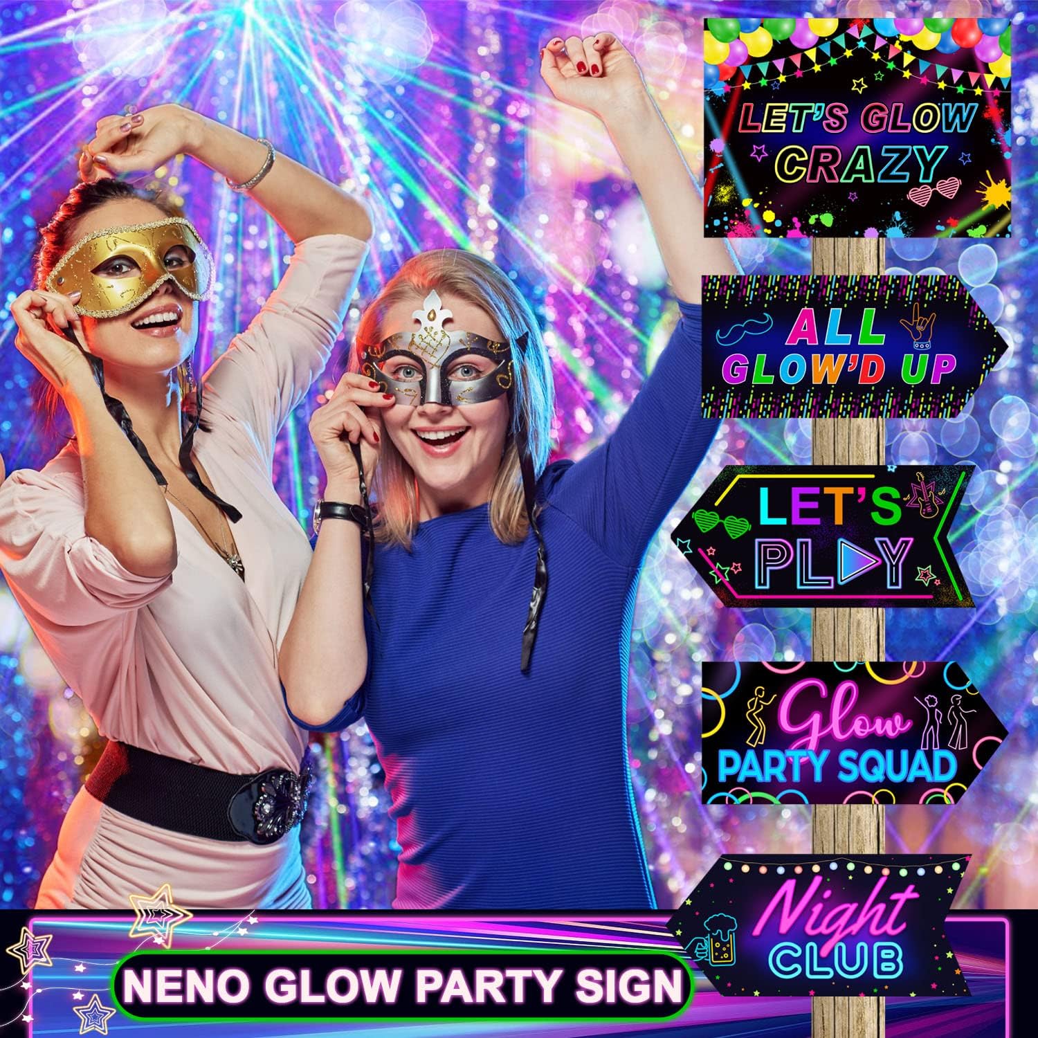 Gueevin 20 Pcs Glow in The Dark Party Decor Signs