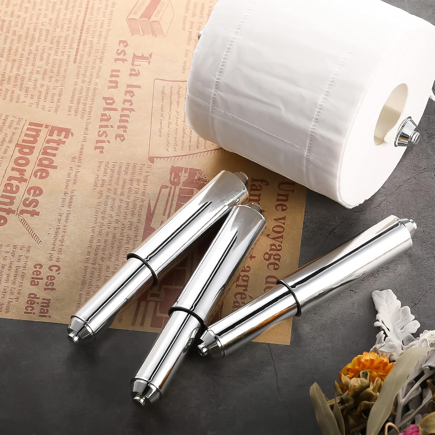 Patelai Toilet Paper Holder Roller Replacement Rod Plastic Chrome 1 Piece