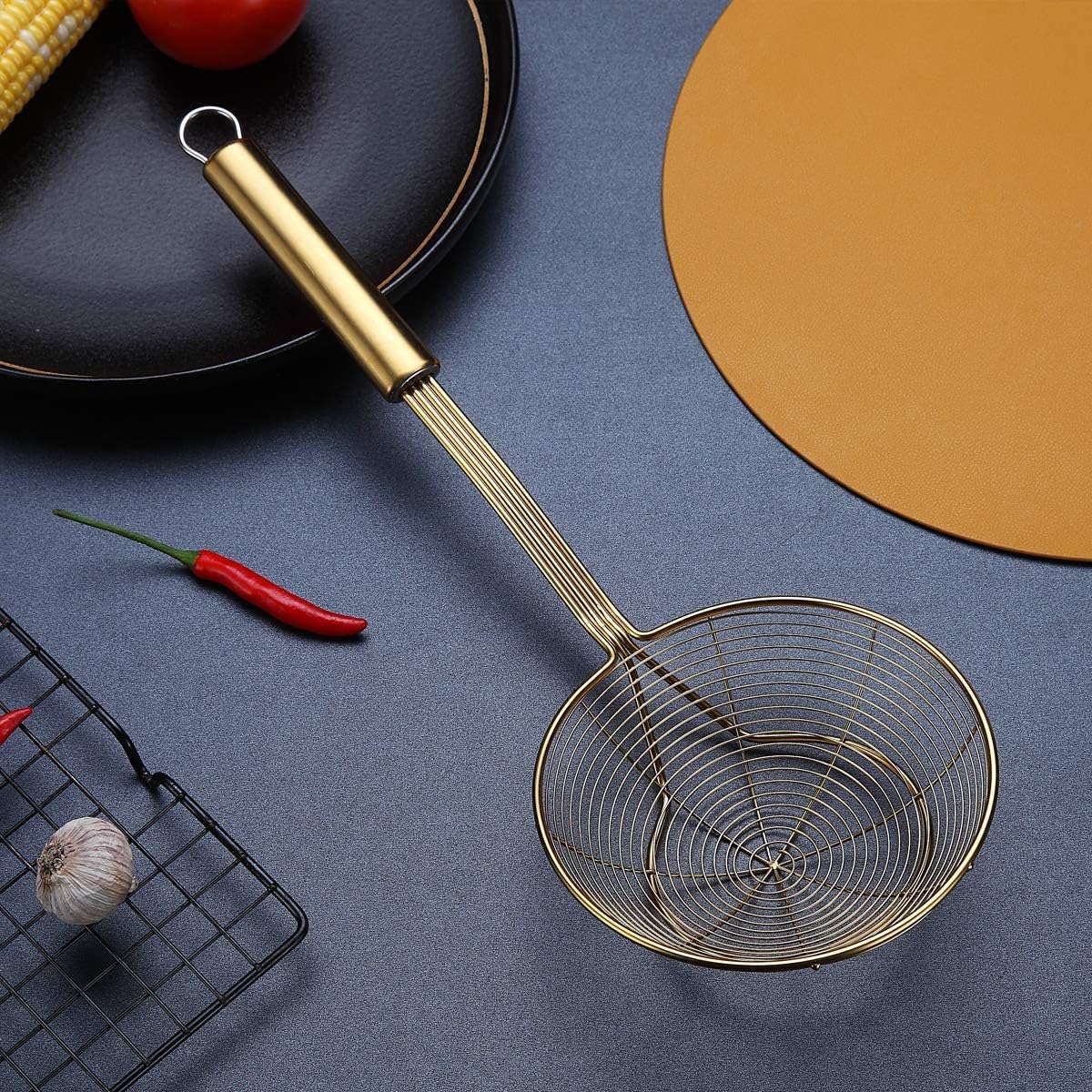 Kyraton Gold Strainer Spider Skimmer for Kitchen