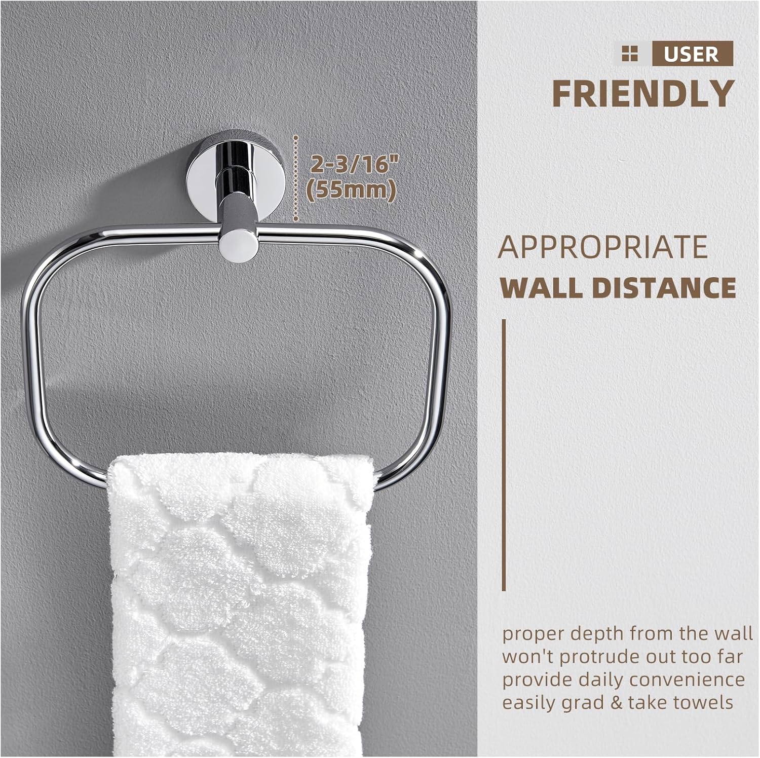 Angle Simple Swivel Towel Ring Chrome