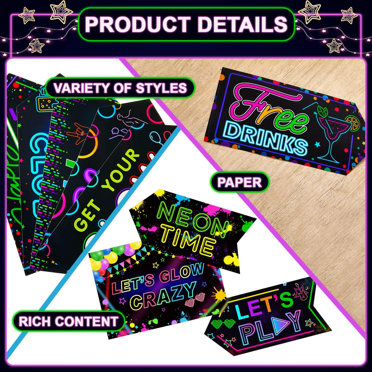 Gueevin 20 Pcs Glow in The Dark Party Decor Signs