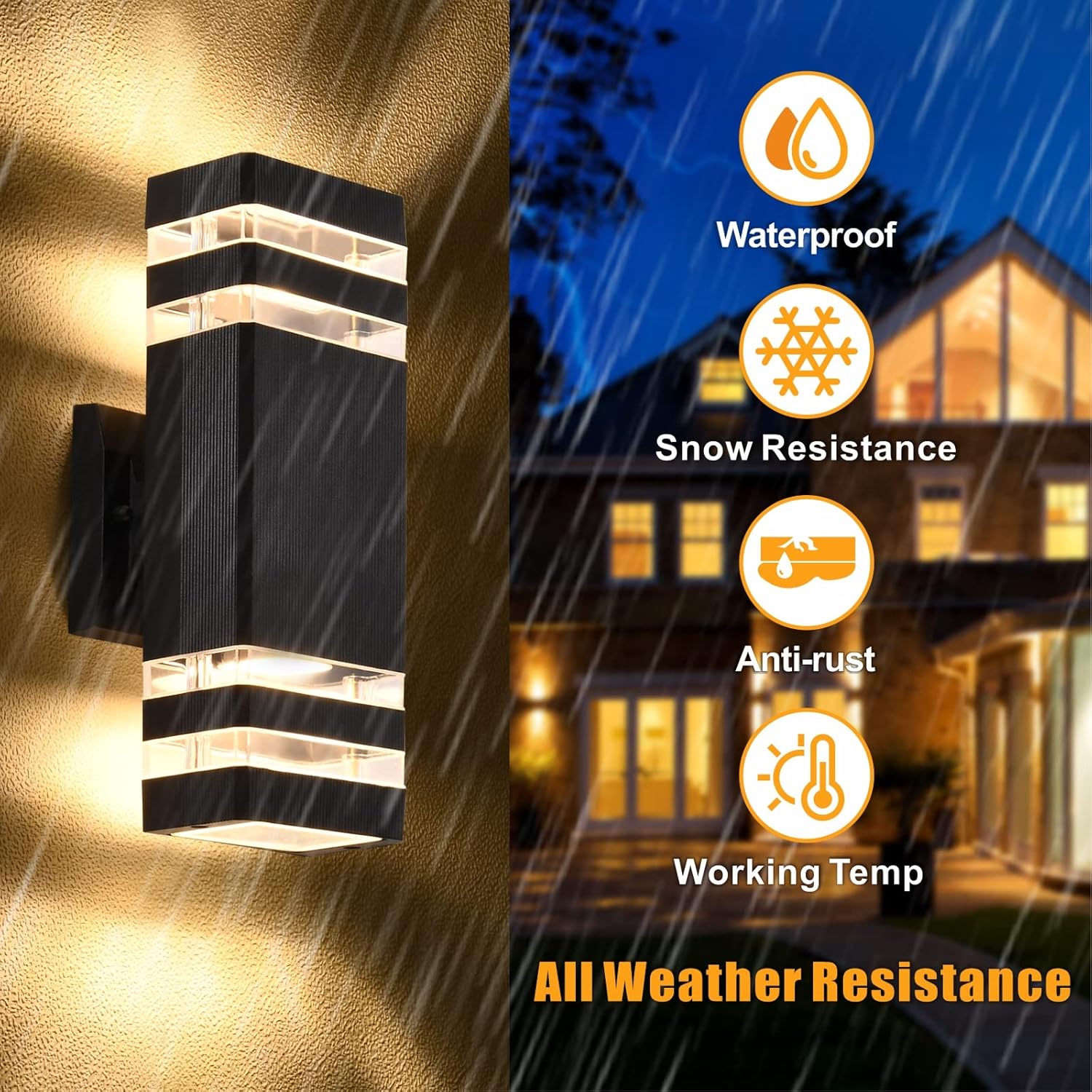 DASTOR Modern Aluminum Wall Light Black Outdoor Sconce 1