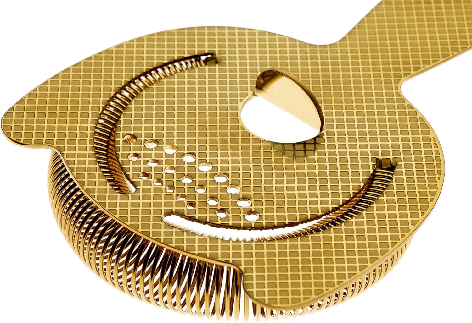 Barfly Diamond Lattice Etch Spring Bar Strainer Gold Plated 1