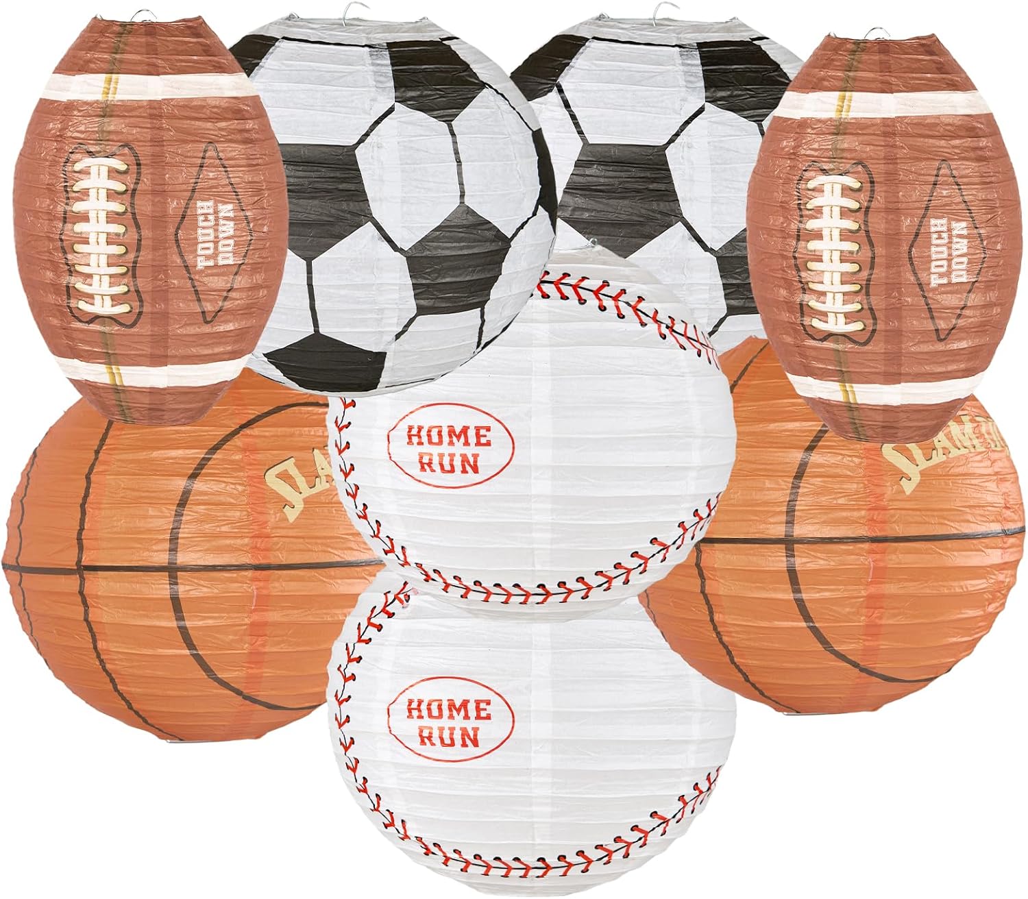UNIQOOO 8Pcs Sports Paper Lanterns Party Decoration Set