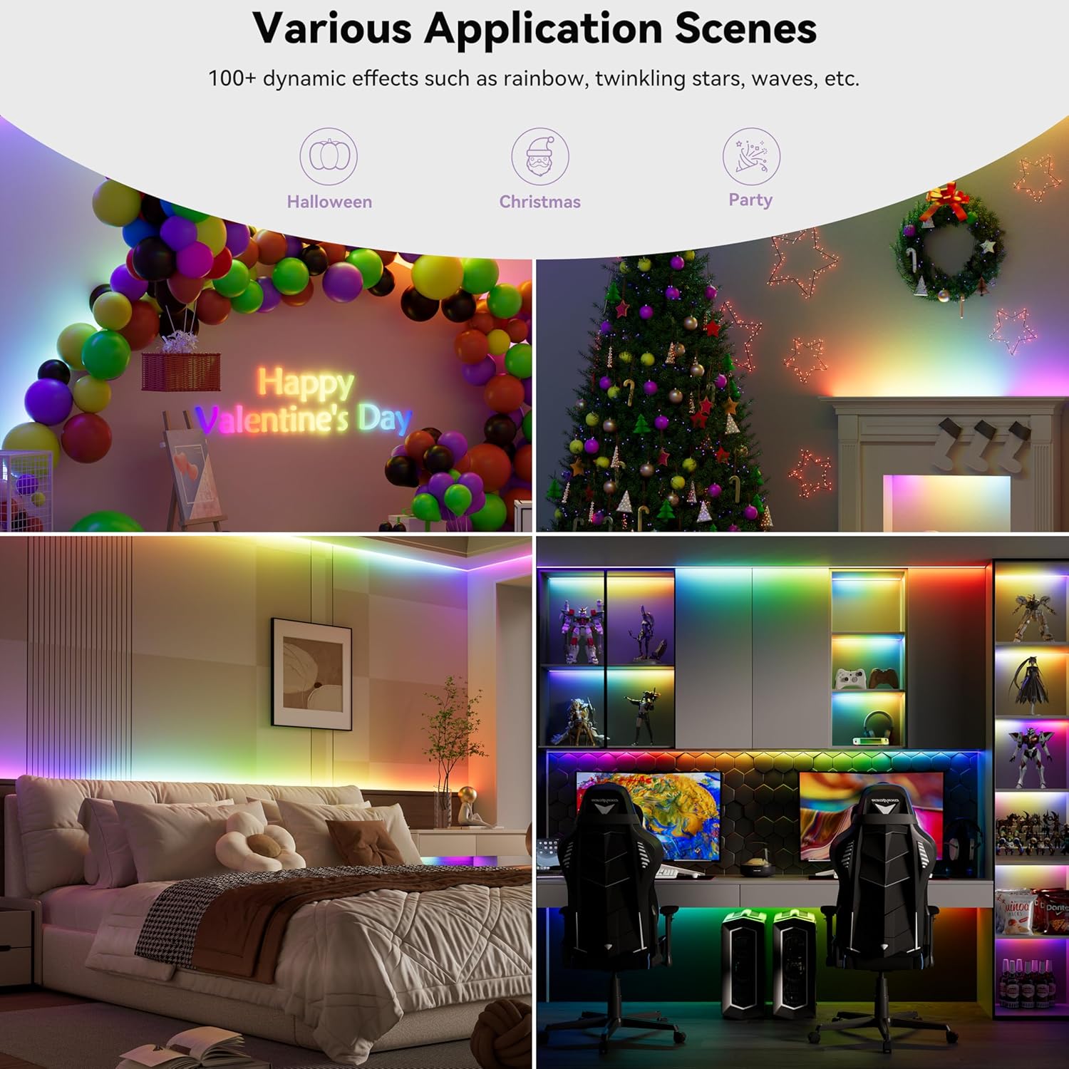 MIWISE RGB Smart IC COB LED Strip Light 328ft