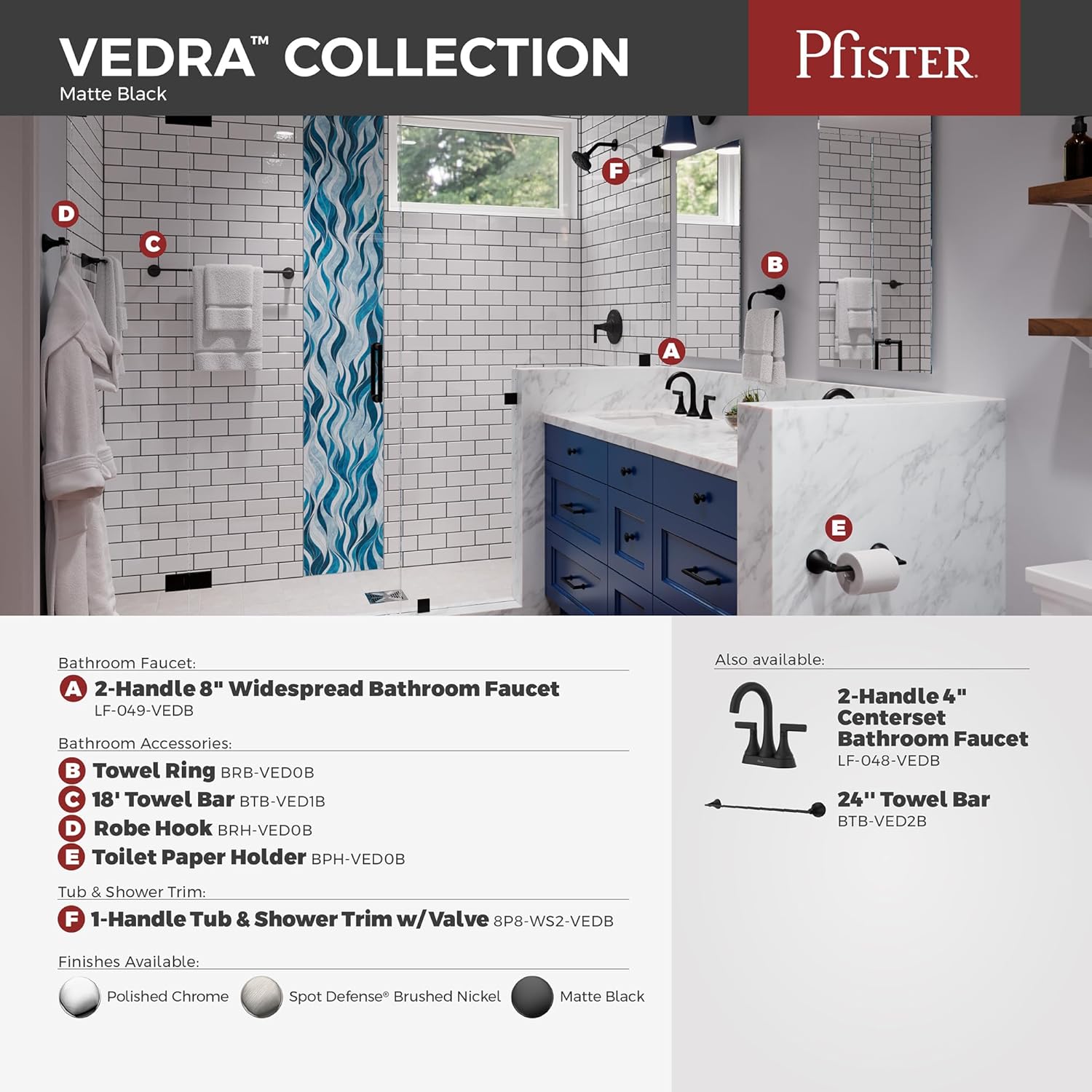 Pfister Vedra Towel Hook Matte Black Wall-Mounted